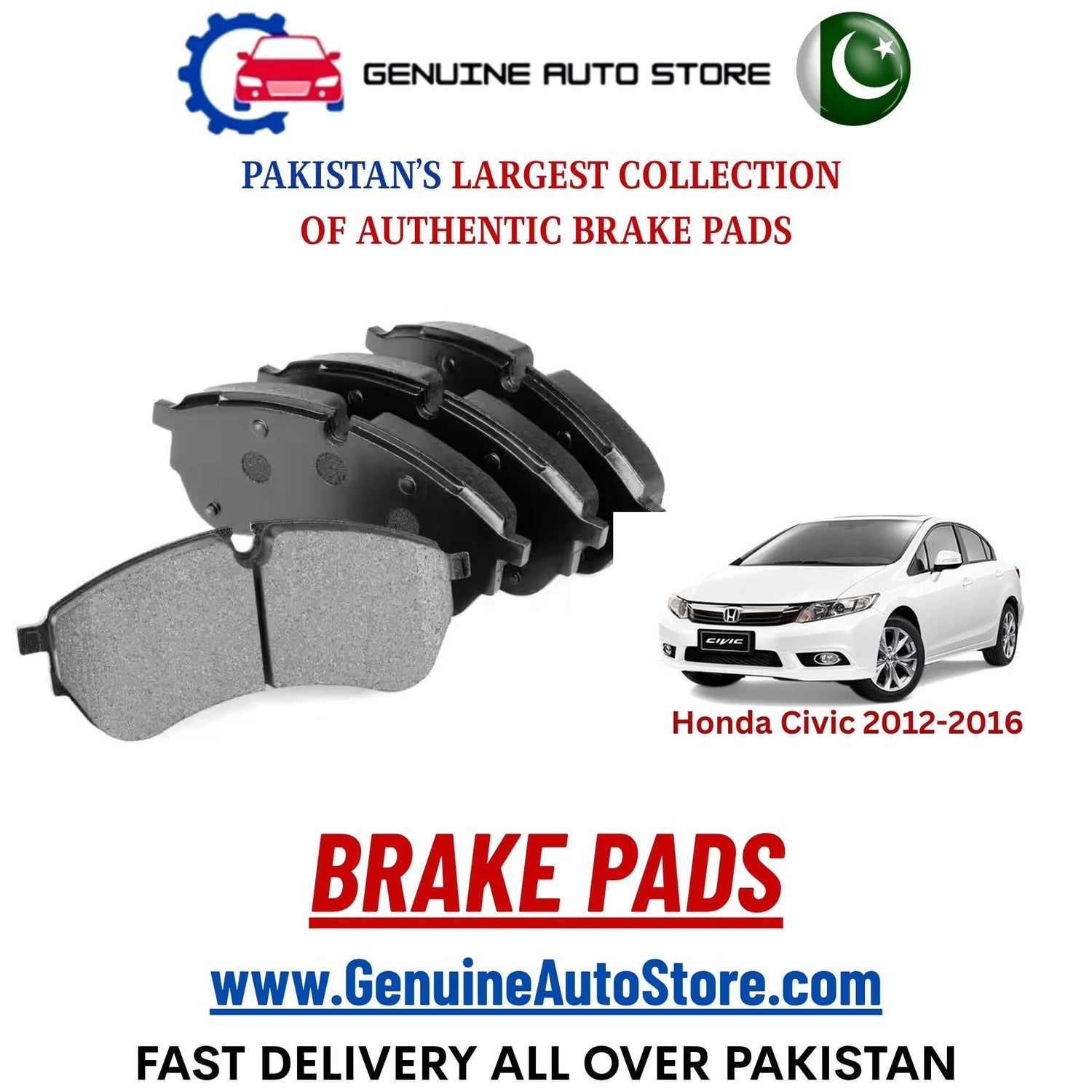 Genuine Honda Civic 2012–2016 Brake Pads in Pakistan – Genuine Auto Store