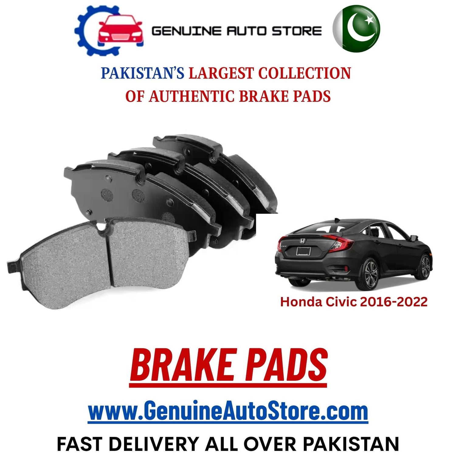 Genuine Honda Civic 2016–2022 Brake Pads in Pakistan – Genuine Auto Store