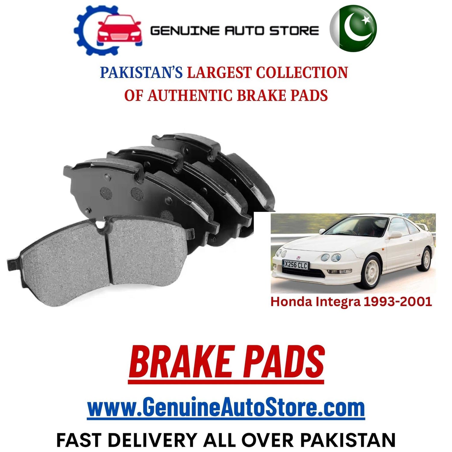 Genuine Honda Integra 1993–2001 Brake Pads in Pakistan – Genuine Auto Store
