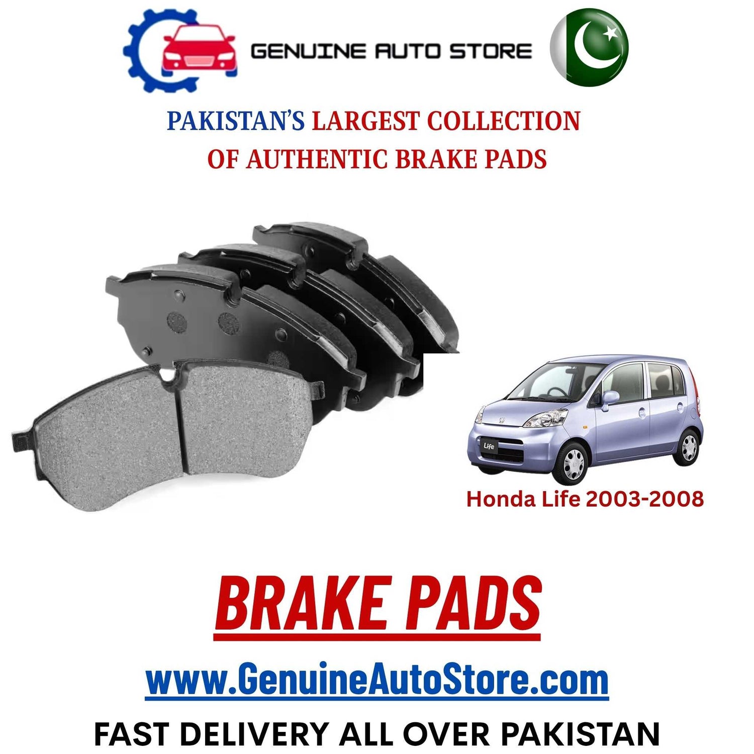 Genuine Honda Life 2003–2008 Brake Pads in Pakistan – Genuine Auto Store
