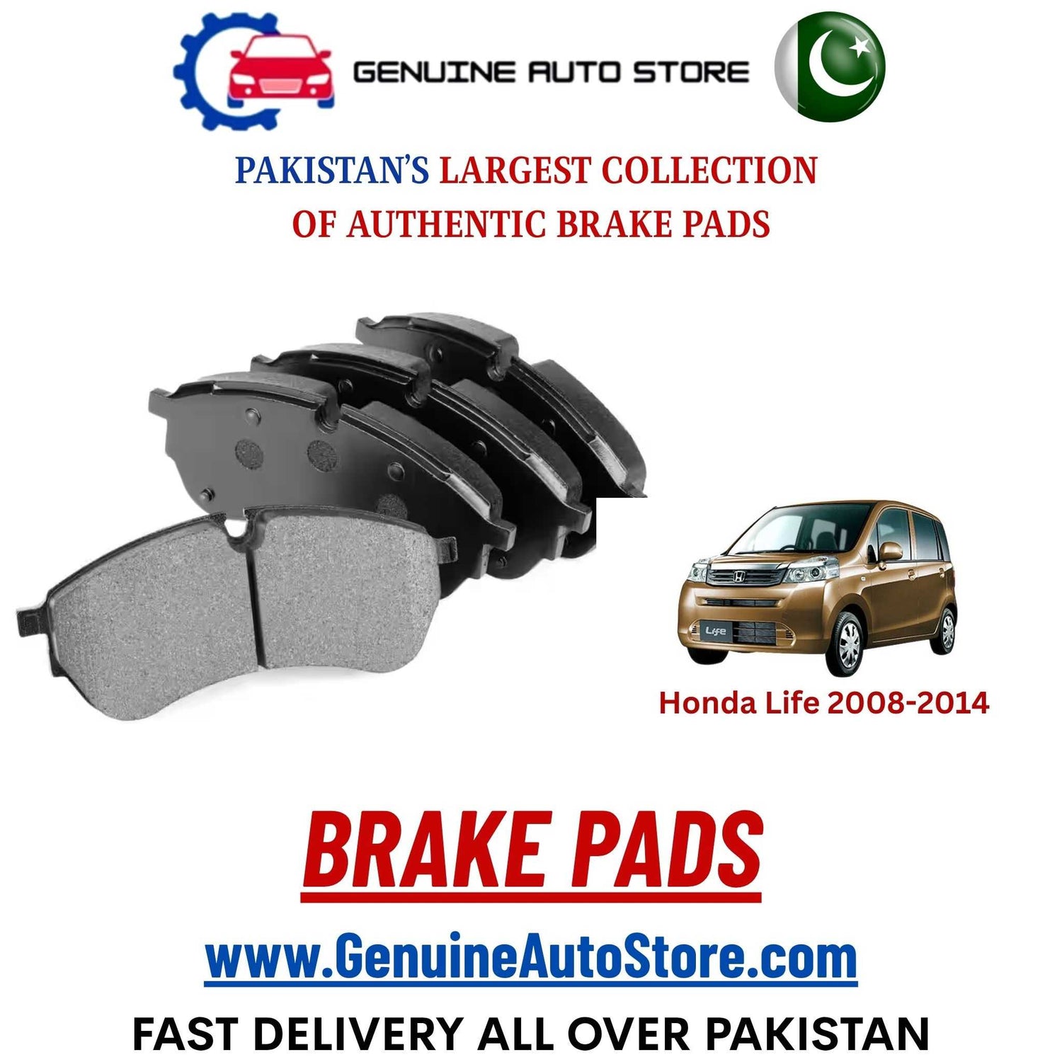 Genuine Honda Life 2008–2014 Brake Pads in Pakistan – Genuine Auto Store