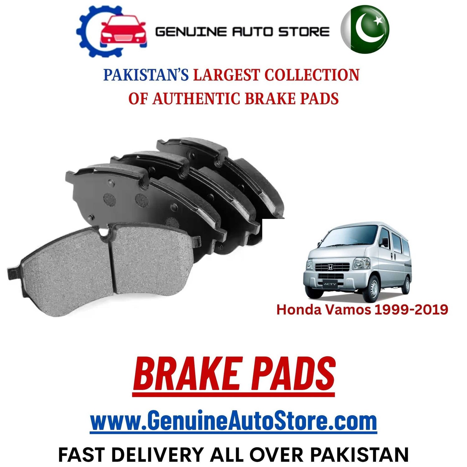 Genuine Honda Vamos 1999–2019 Brake Pads in Pakistan – Genuine Auto Store