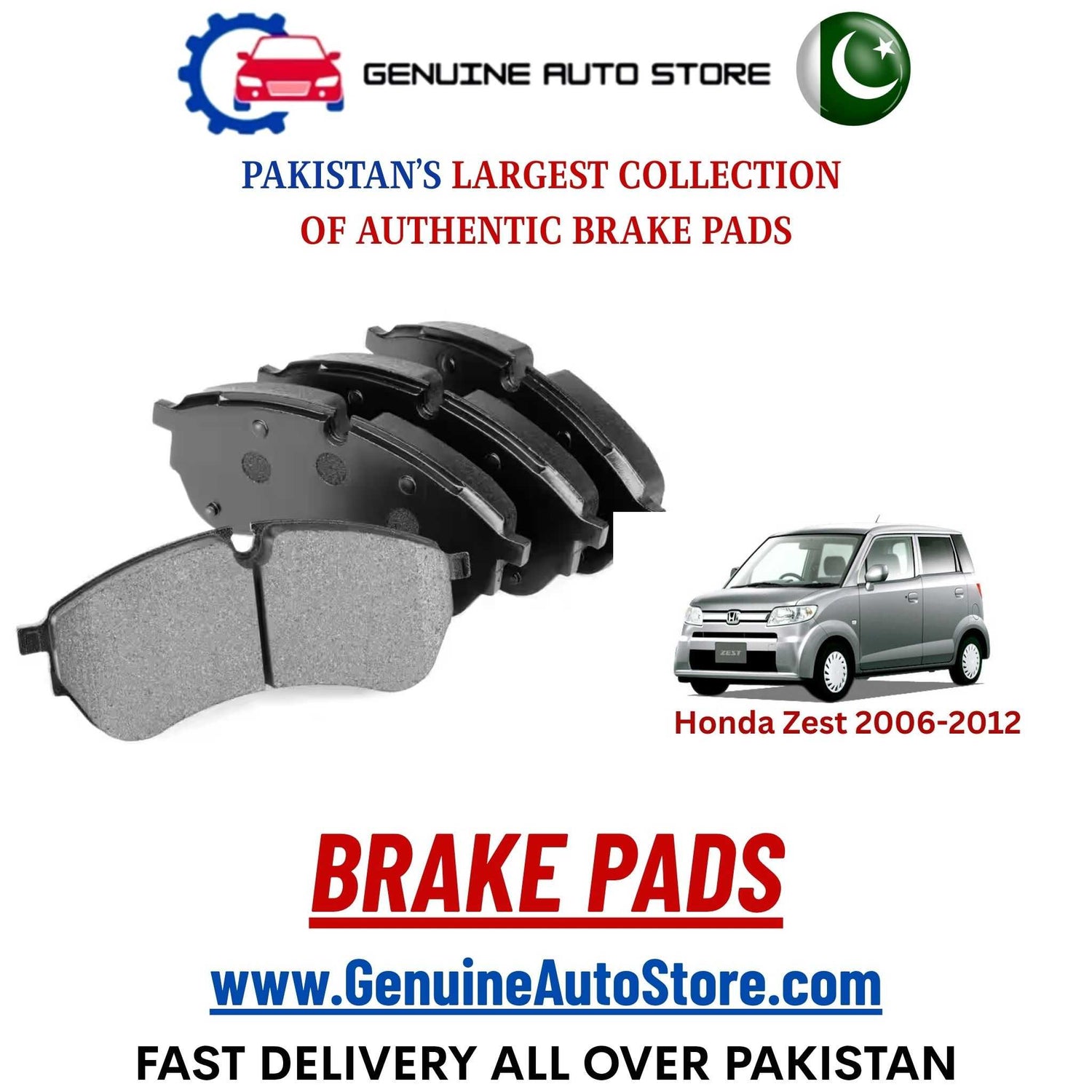 Genuine Honda Zest 2006–2012 Brake Pads in Pakistan – Genuine Auto Store