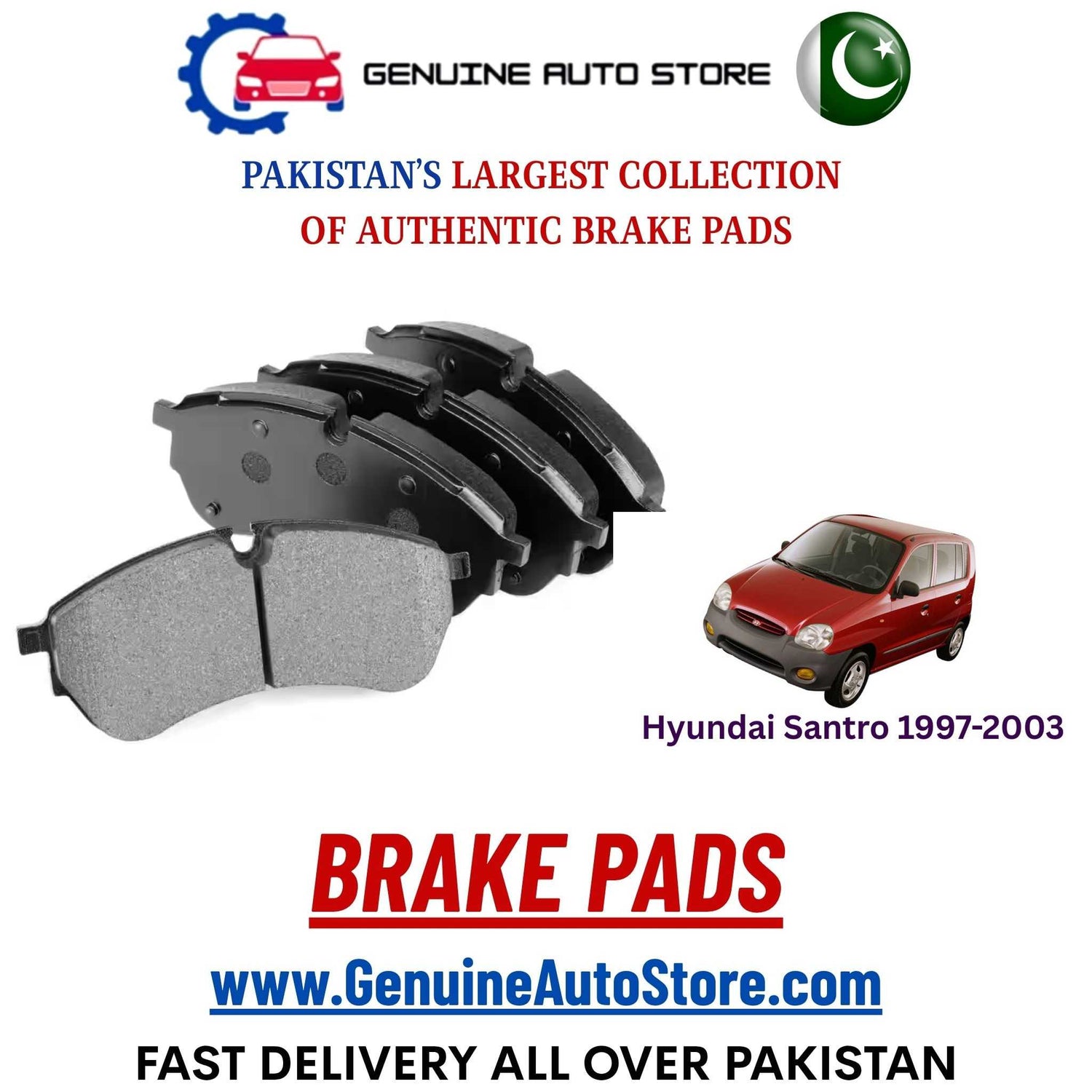 Genuine Hyundai Santro 1997–2003 Brake Pads in Pakistan – Genuine Auto Store
