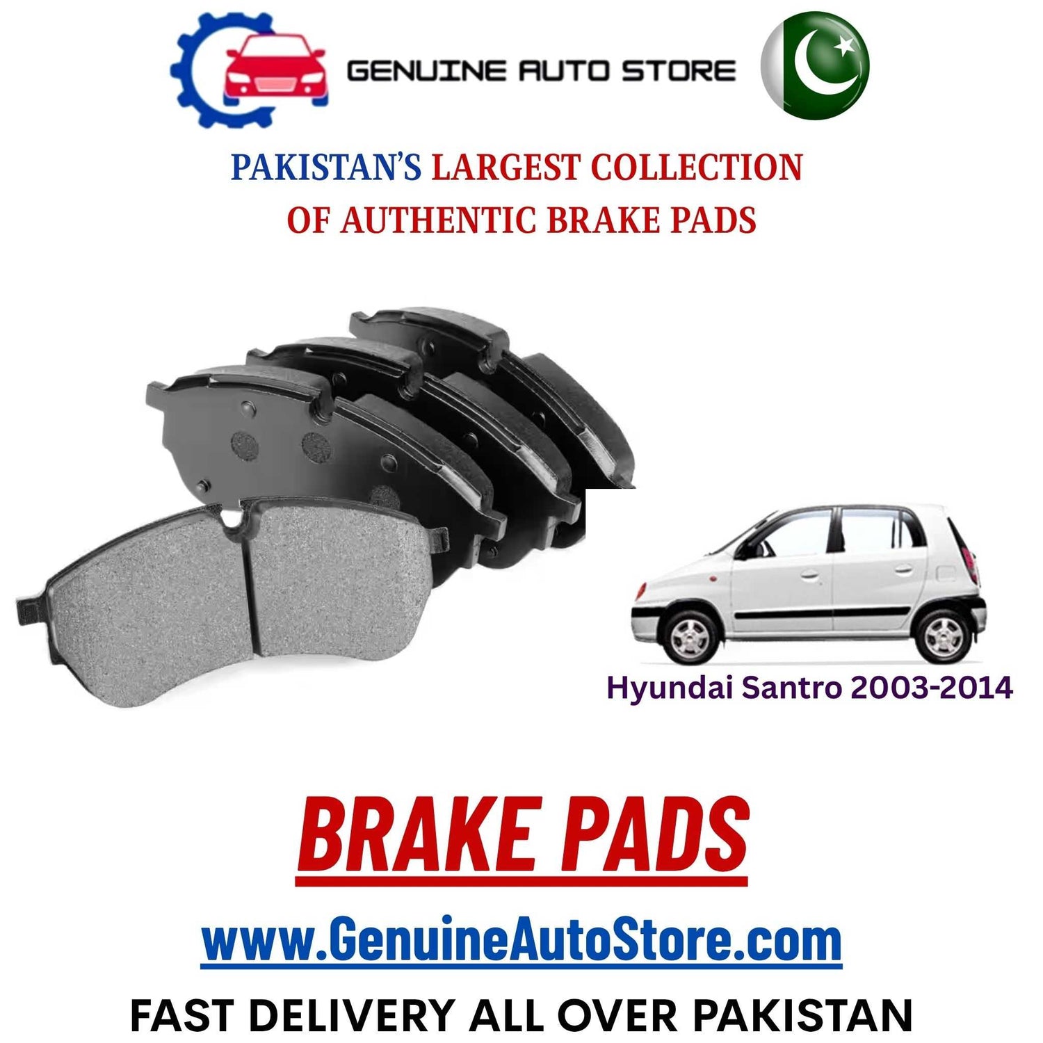 Genuine Hyundai Santro 2003–2014 Brake Pads in Pakistan – Genuine Auto Store