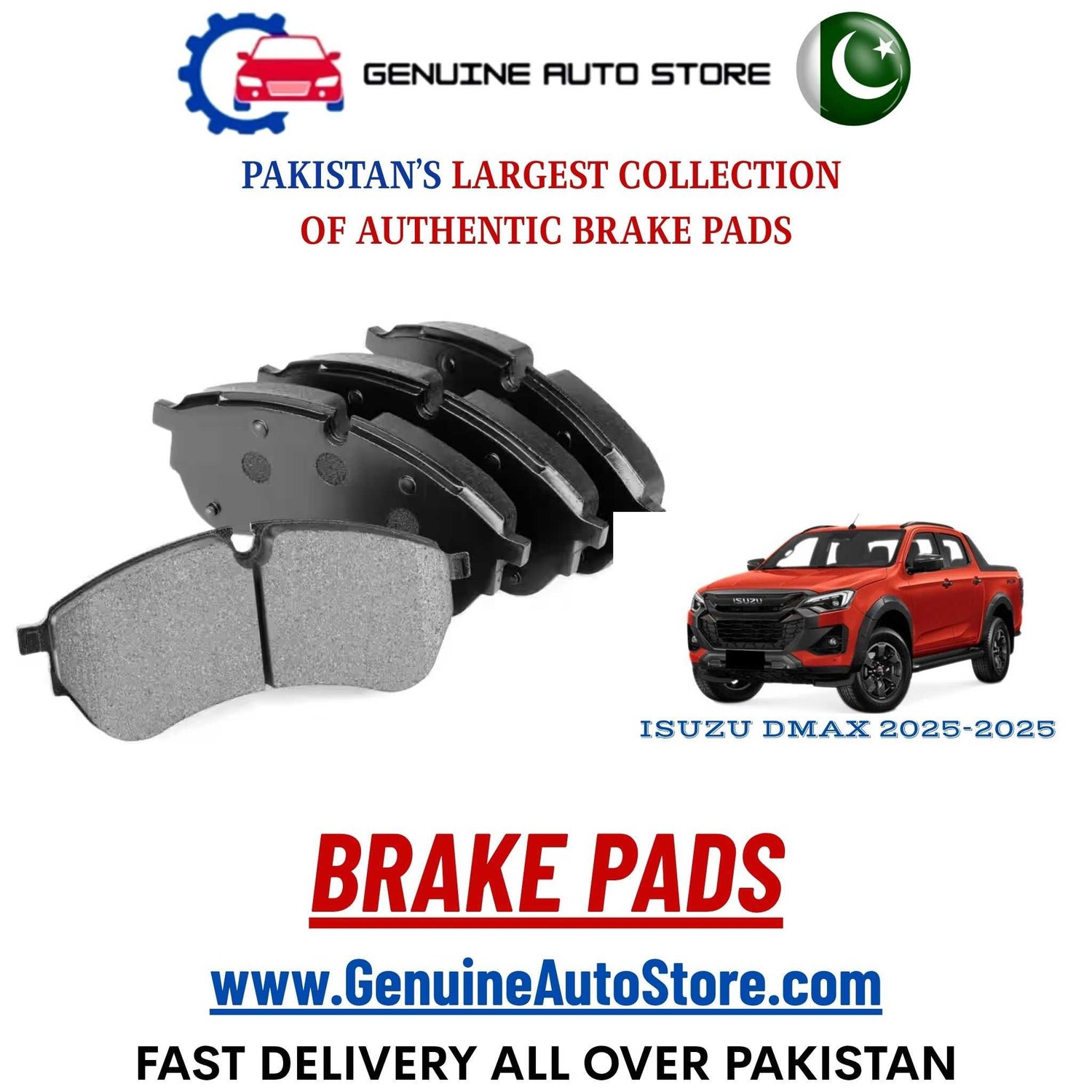 Genuine ISUZU DMAX 2025–2025 Brake Pads in Pakistan – Genuine Auto Store