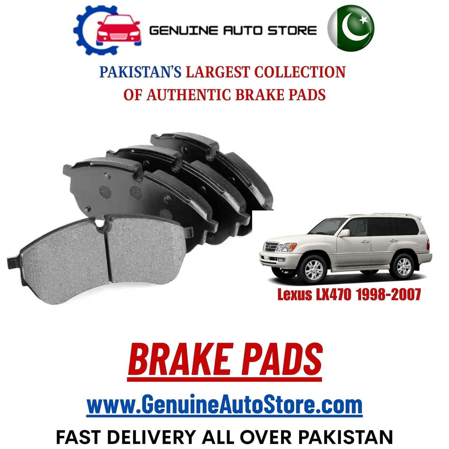 Genuine Lexus LX470 1998–2007 Brake Pads in Pakistan – Genuine Auto Store