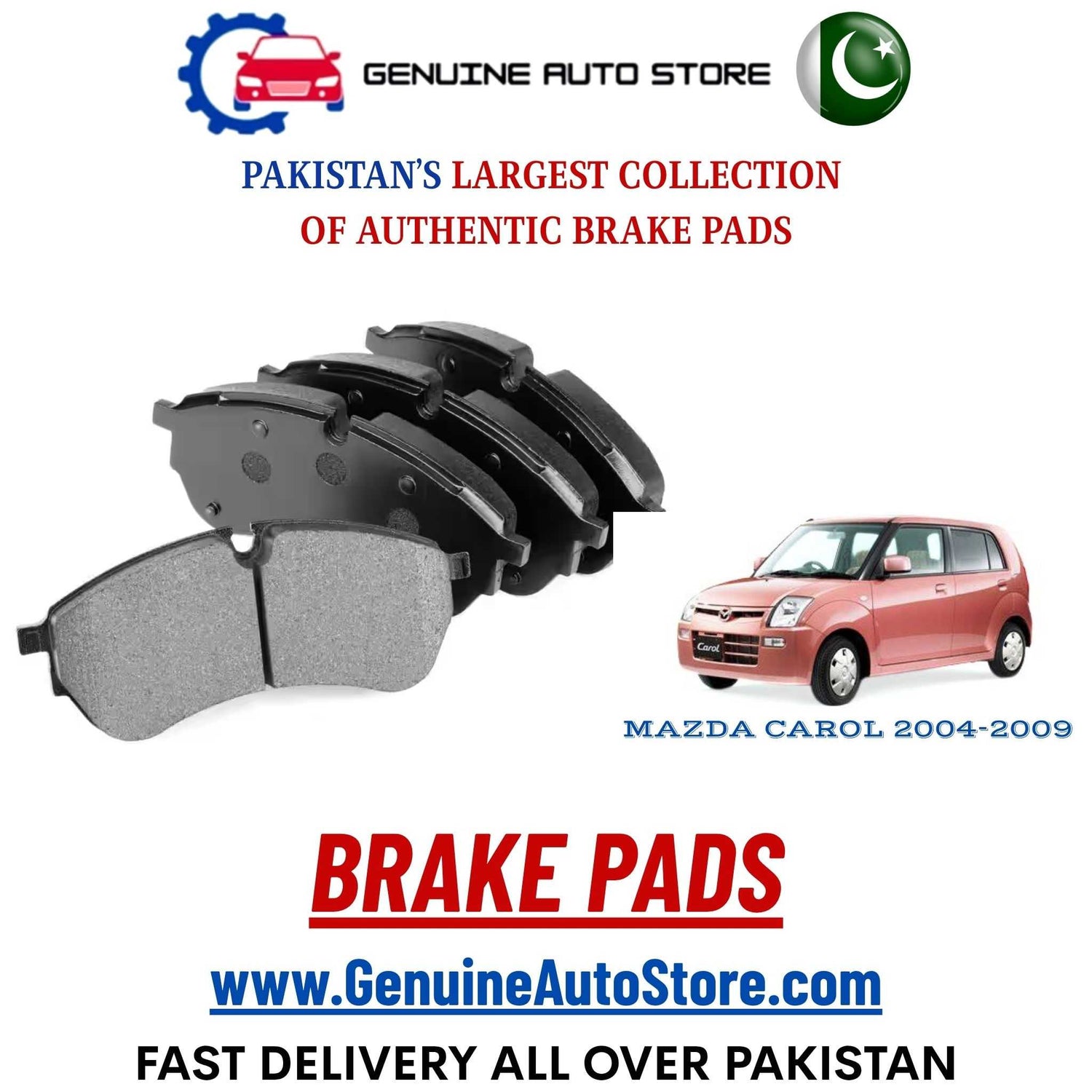 Genuine MAZDA CAROL 2004–2009 Brake Pads in Pakistan – Genuine Auto Store