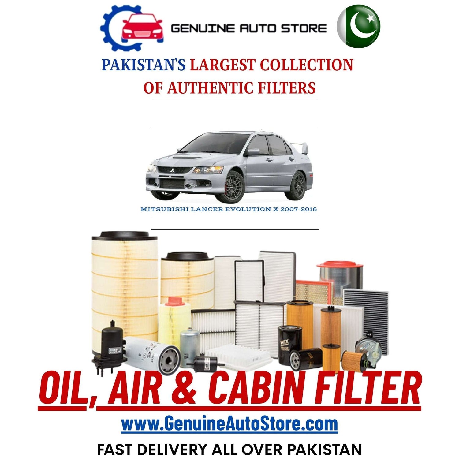 Genuine MITSUBISHI LANCER EVOLUTION X 2007–2016 Filters in Pakistan – Genuine Auto Store