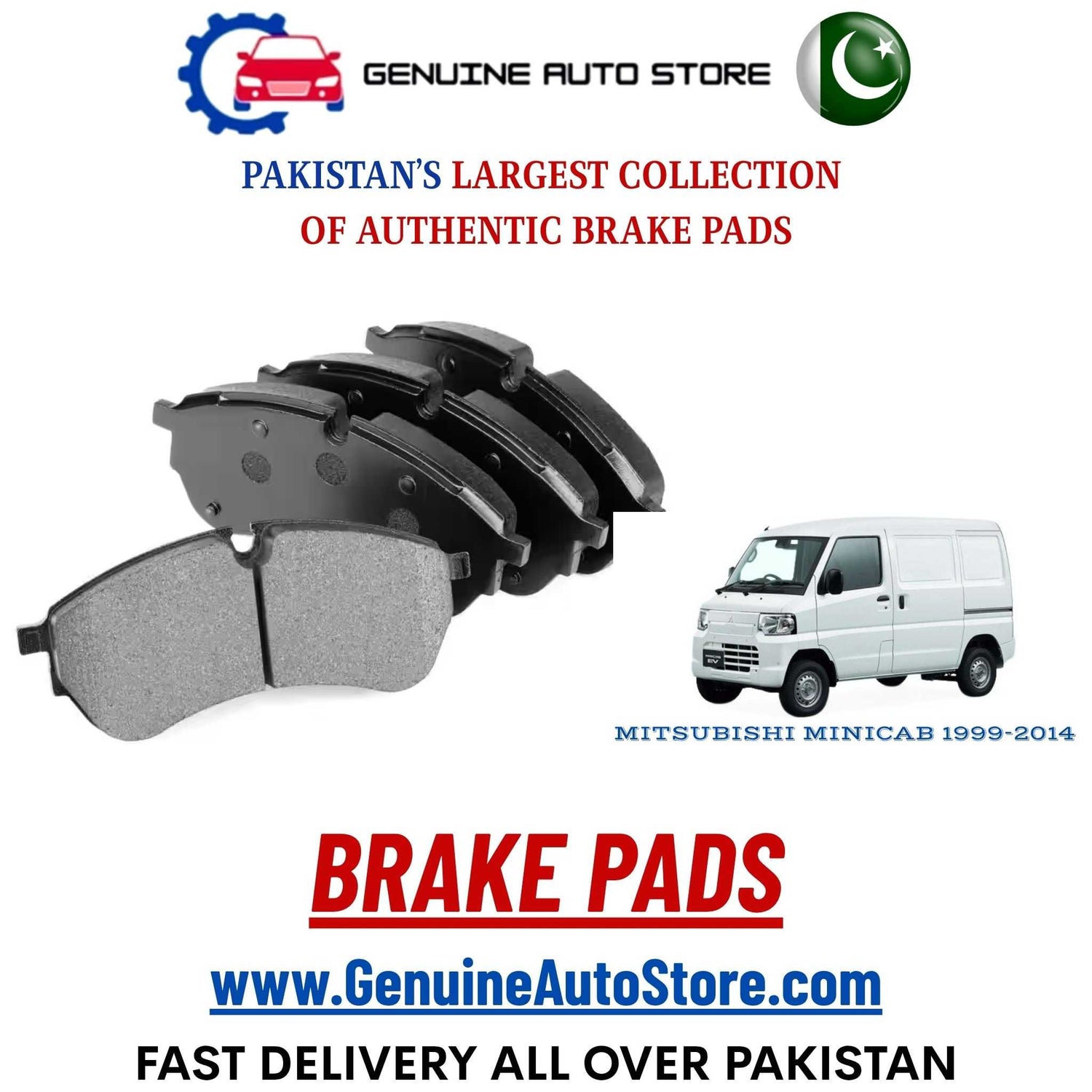 Genuine MITSUBISHI MINICAB 1999–2014 Brake Pads in Pakistan – Genuine Auto Store