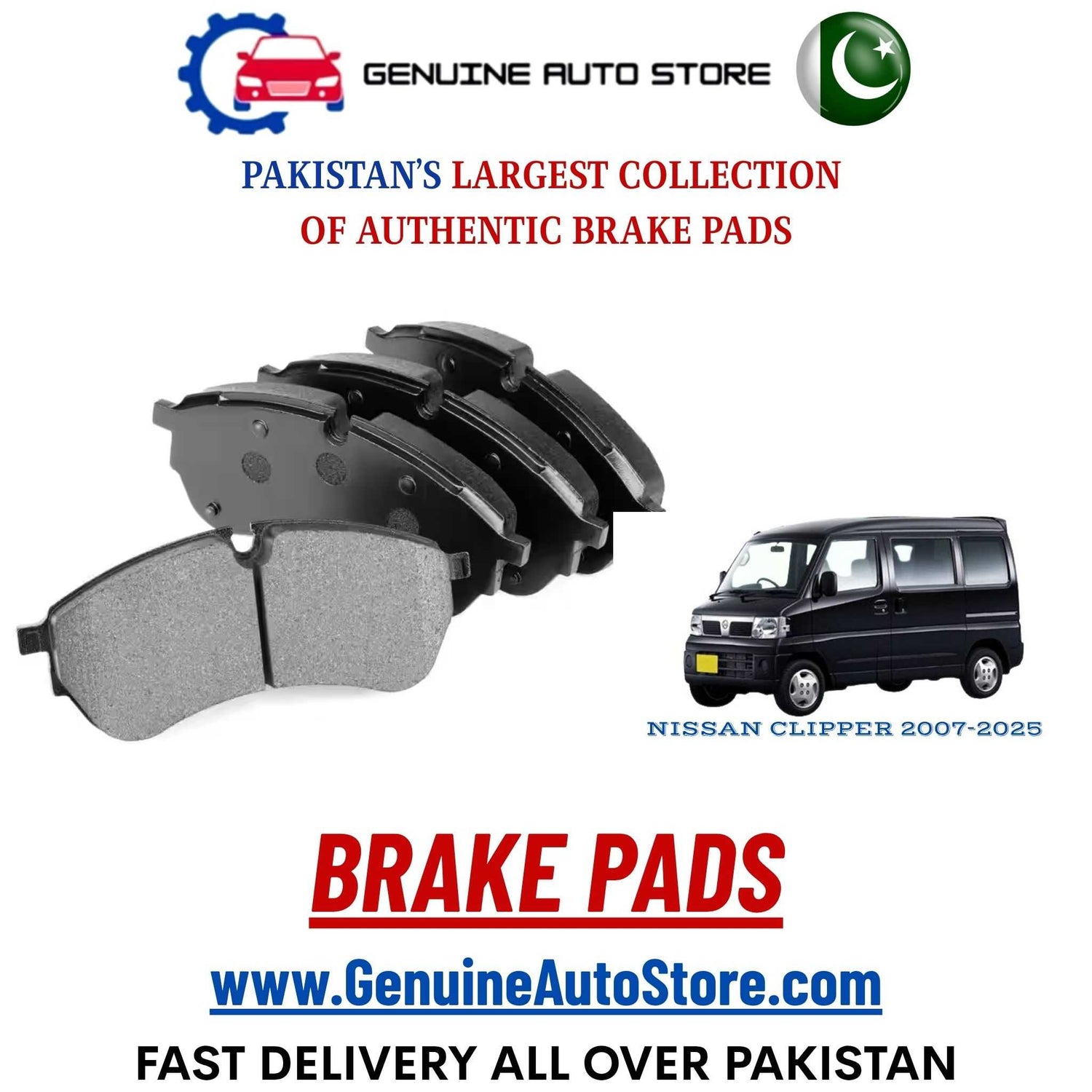 Genuine NISSAN CLIPPER 2007–2025 Brake Pads in Pakistan – Genuine Auto Store