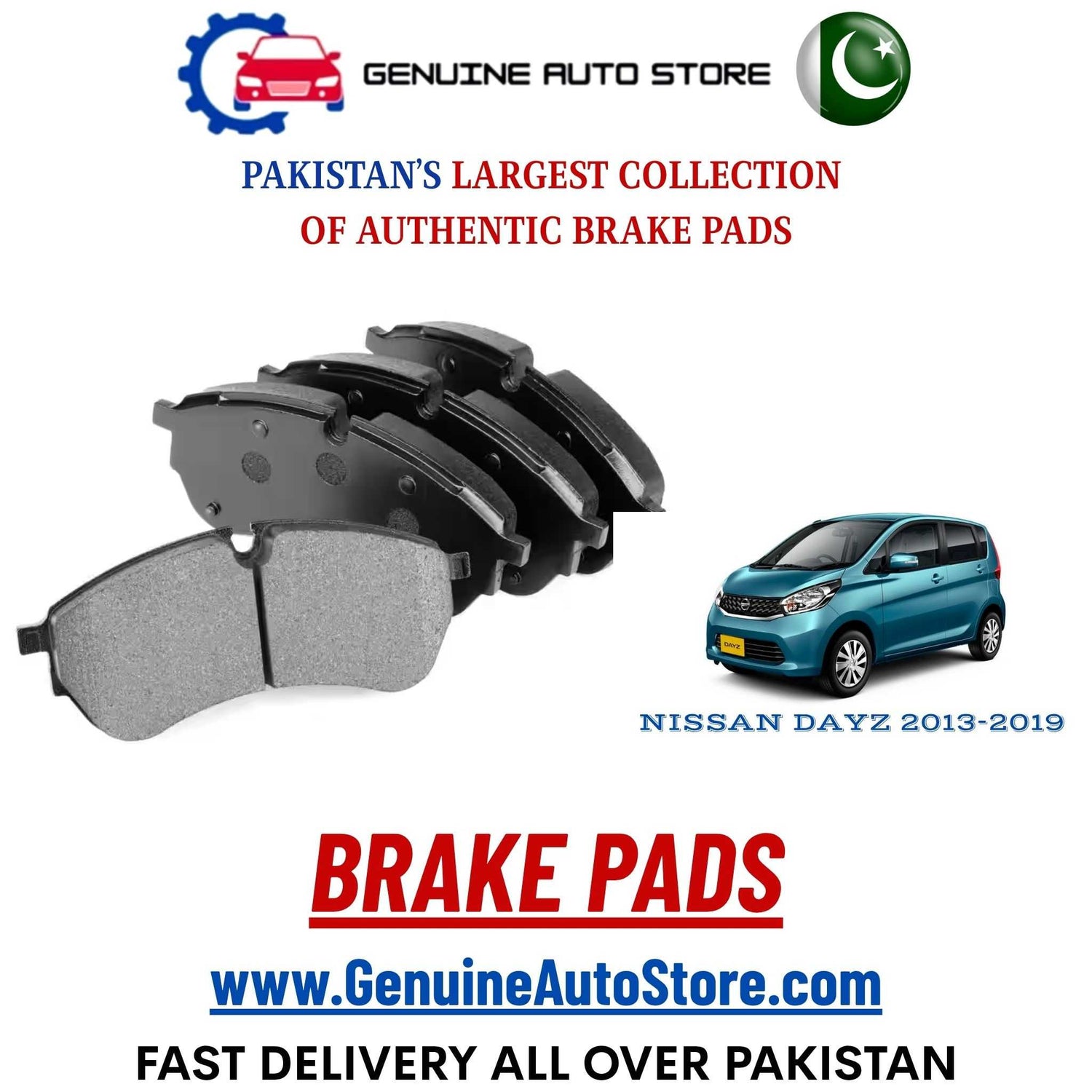 Genuine NISSAN DAYZ 2013–2019 Brake Pads in Pakistan – Genuine Auto Store