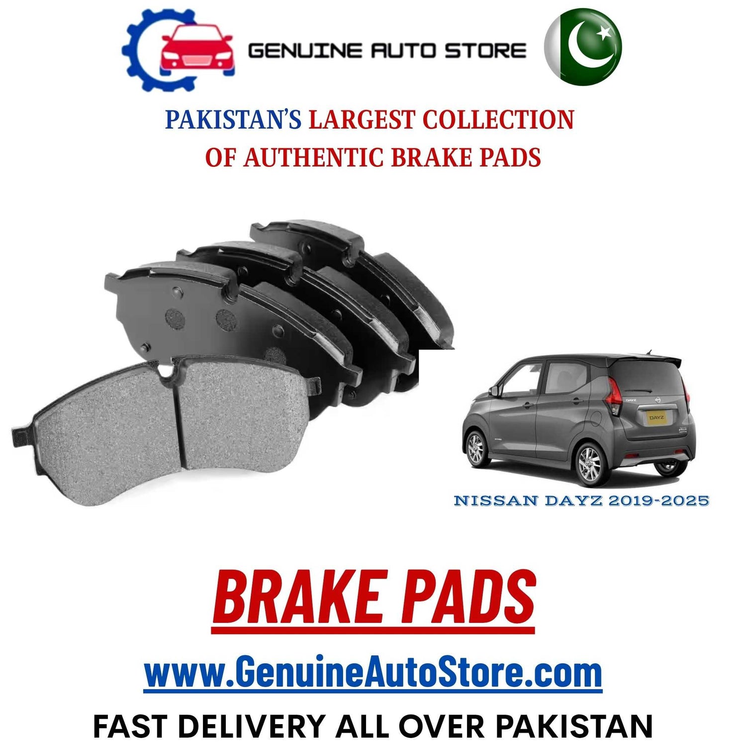 Genuine NISSAN DAYZ 2019–2025 Brake Pads in Pakistan – Genuine Auto Store
