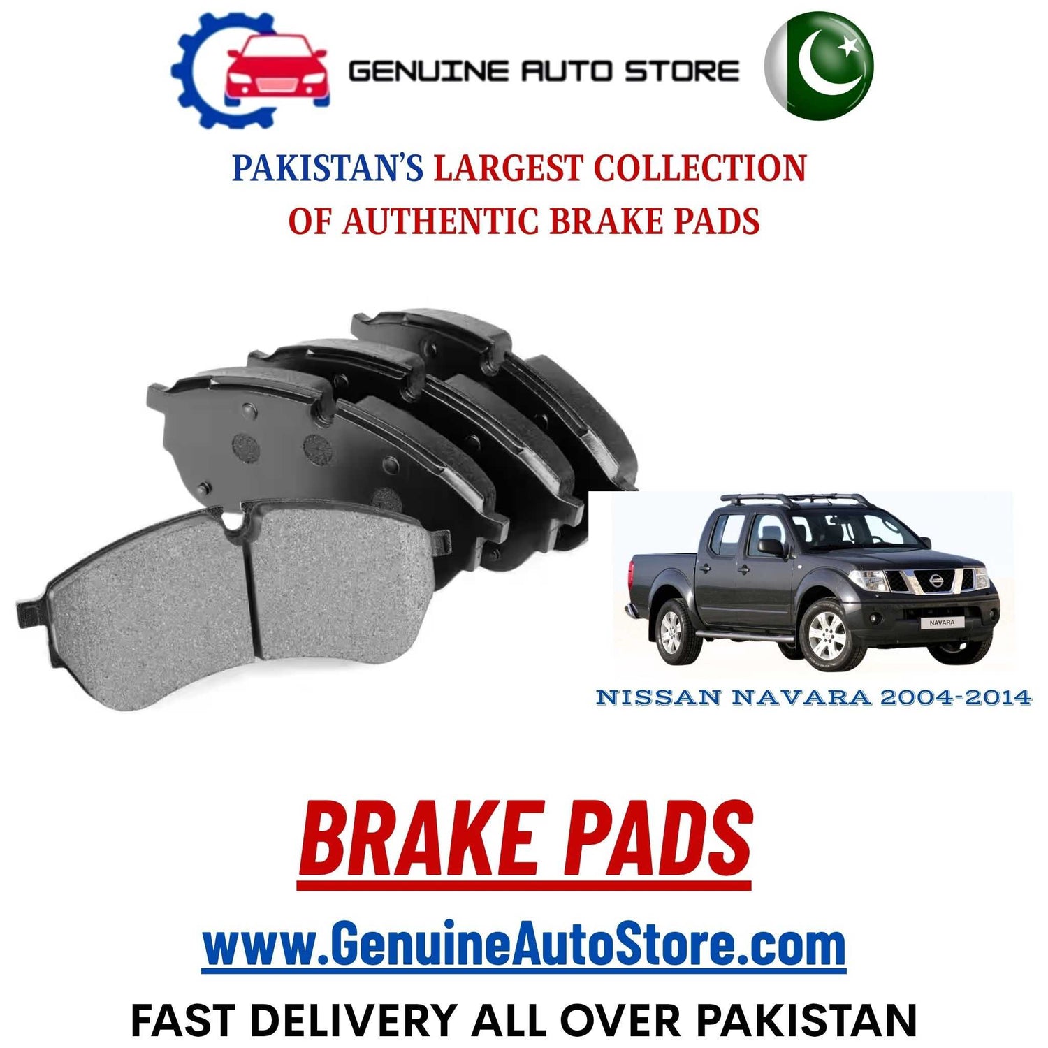 Genuine NISSAN NAVARA 2004–2014 Brake Pads in Pakistan – Genuine Auto Store