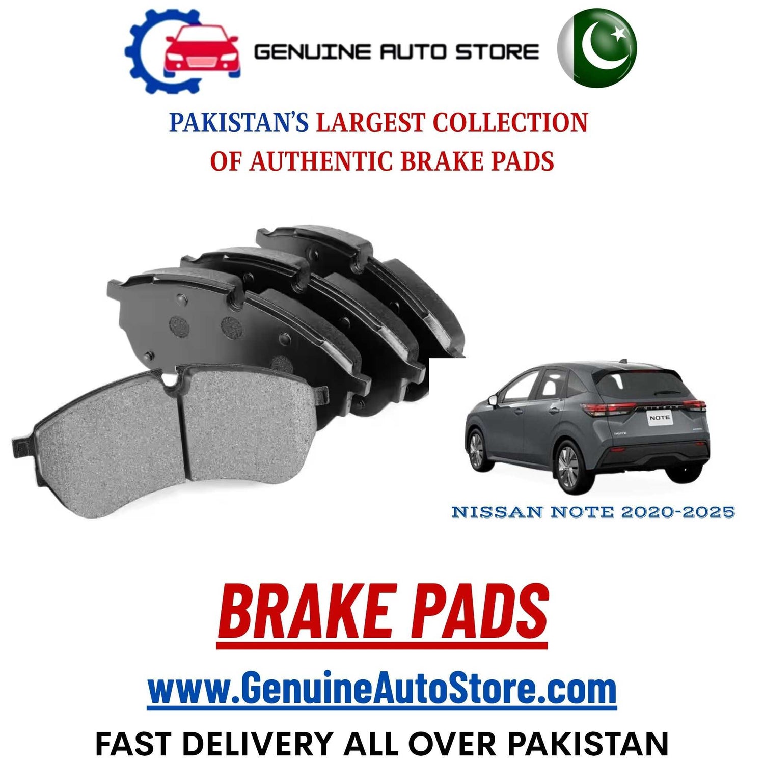 Genuine NISSAN NOTE 2020–2025 Brake Pads in Pakistan – Genuine Auto Store