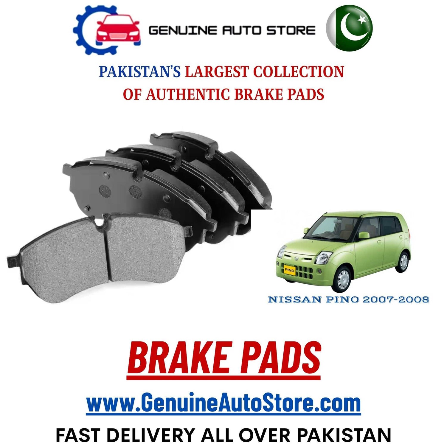 Genuine NISSAN PINO 2007–2008 Brake Pads in Pakistan – Genuine Auto Store