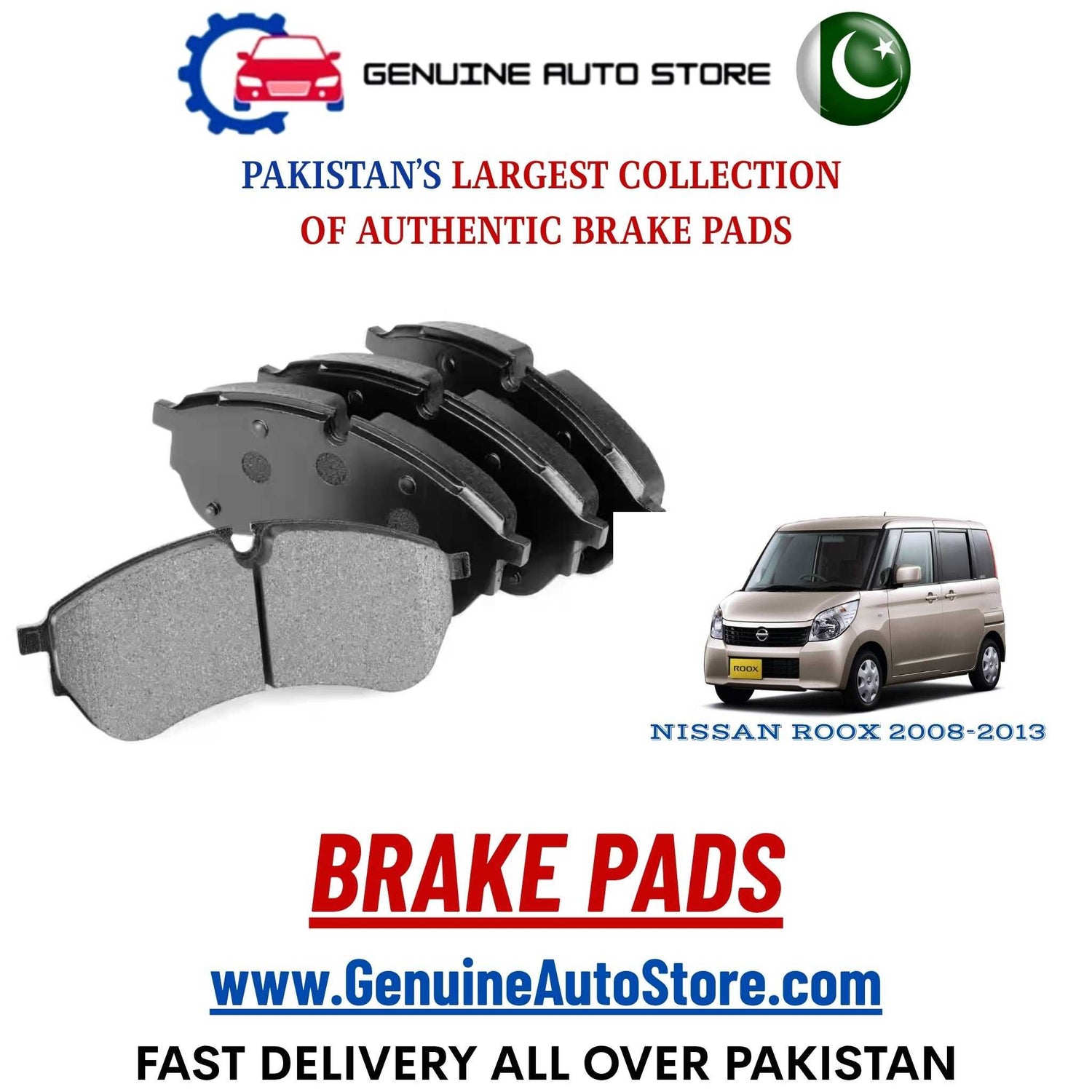 Genuine NISSAN ROOX 2008–2013 Brake Pads in Pakistan – Genuine Auto Store