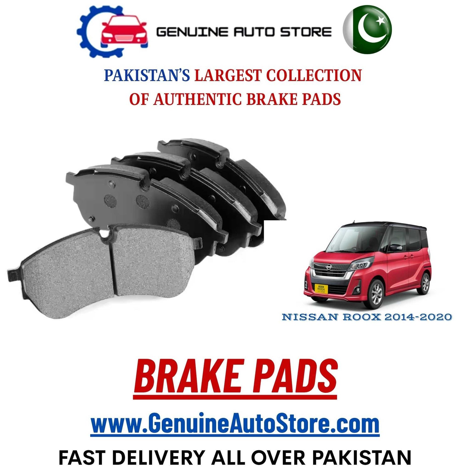 Genuine NISSAN ROOX 2014–2020 Brake Pads in Pakistan – Genuine Auto Store