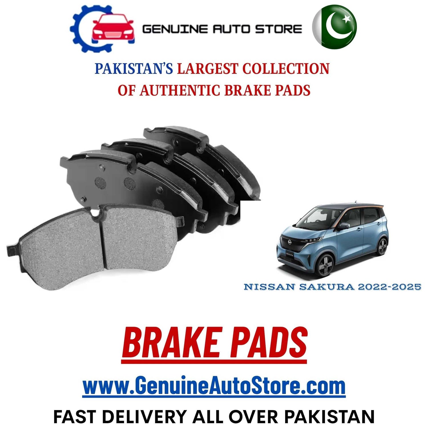 Genuine NISSAN SAKURA 2022–2025 Brake Pads in Pakistan – Genuine Auto Store