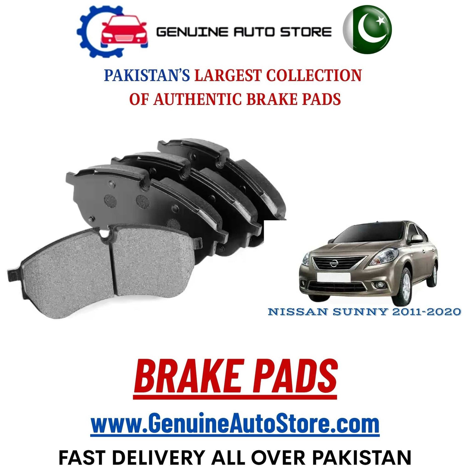 Genuine NISSAN SUNNY 2011–2020 Brake Pads in Pakistan – Genuine Auto Store