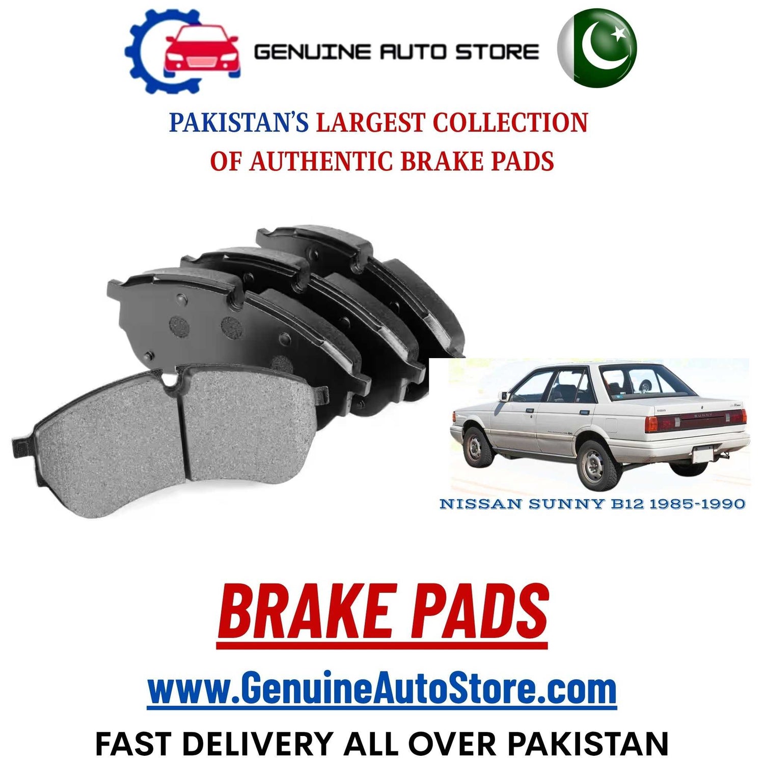Genuine NISSAN SUNNY B12 1985–1990 Brake Pads in Pakistan – Genuine Auto Store