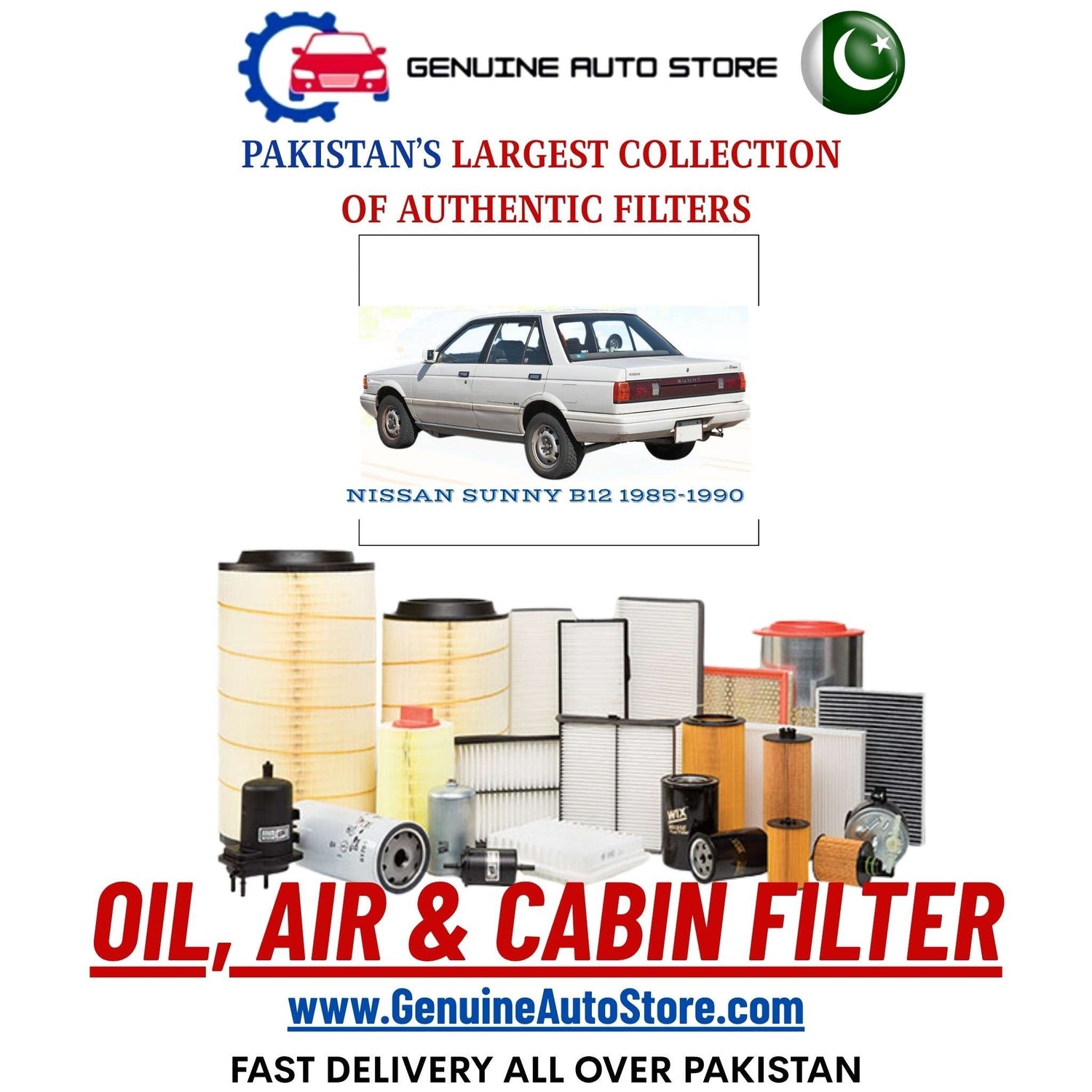 Genuine NISSAN SUNNY B12 1985–1990 Filters in Pakistan – Genuine Auto Store