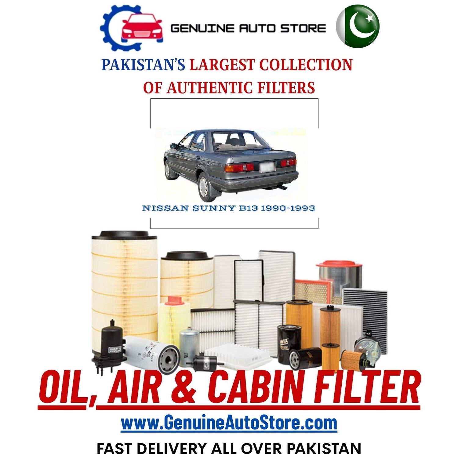Genuine NISSAN SUNNY B13 1990–1993 Filters in Pakistan – Genuine Auto Store