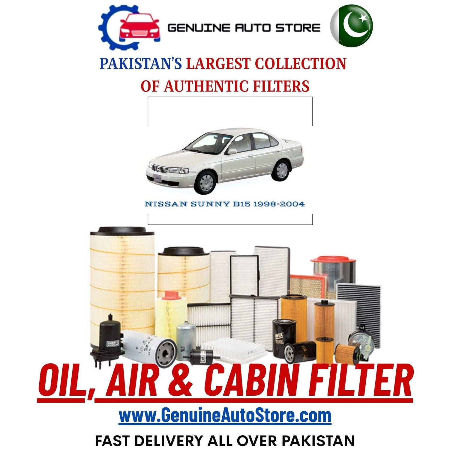 Genuine NISSAN SUNNY B15 1998–2004 Filters in Pakistan – Genuine Auto Store