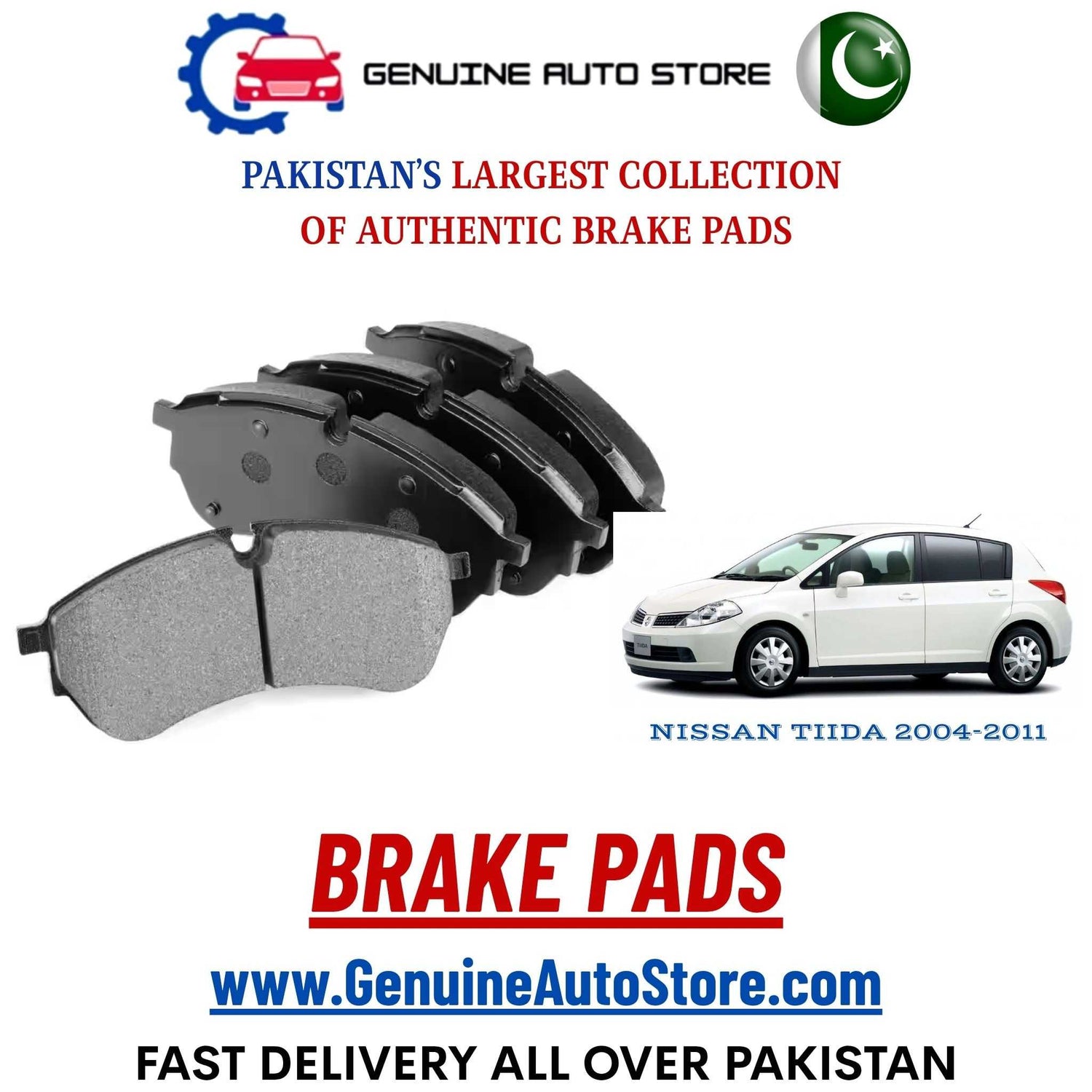 Genuine NISSAN TIIDA 2004–2011 Brake Pads in Pakistan – Genuine Auto Store