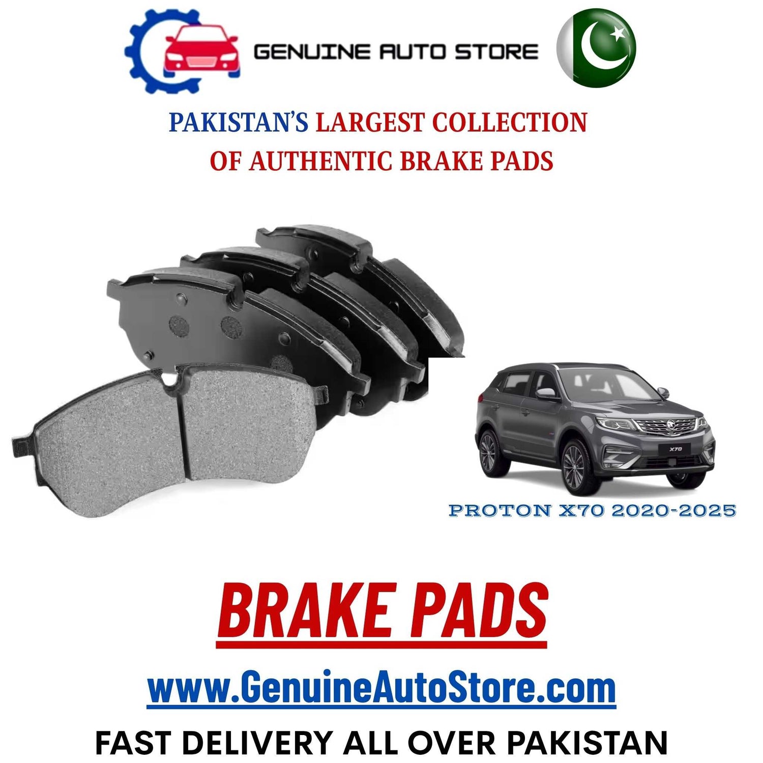 Genuine PROTON X70 2020–2025 Brake Pads in Pakistan – Genuine Auto Store