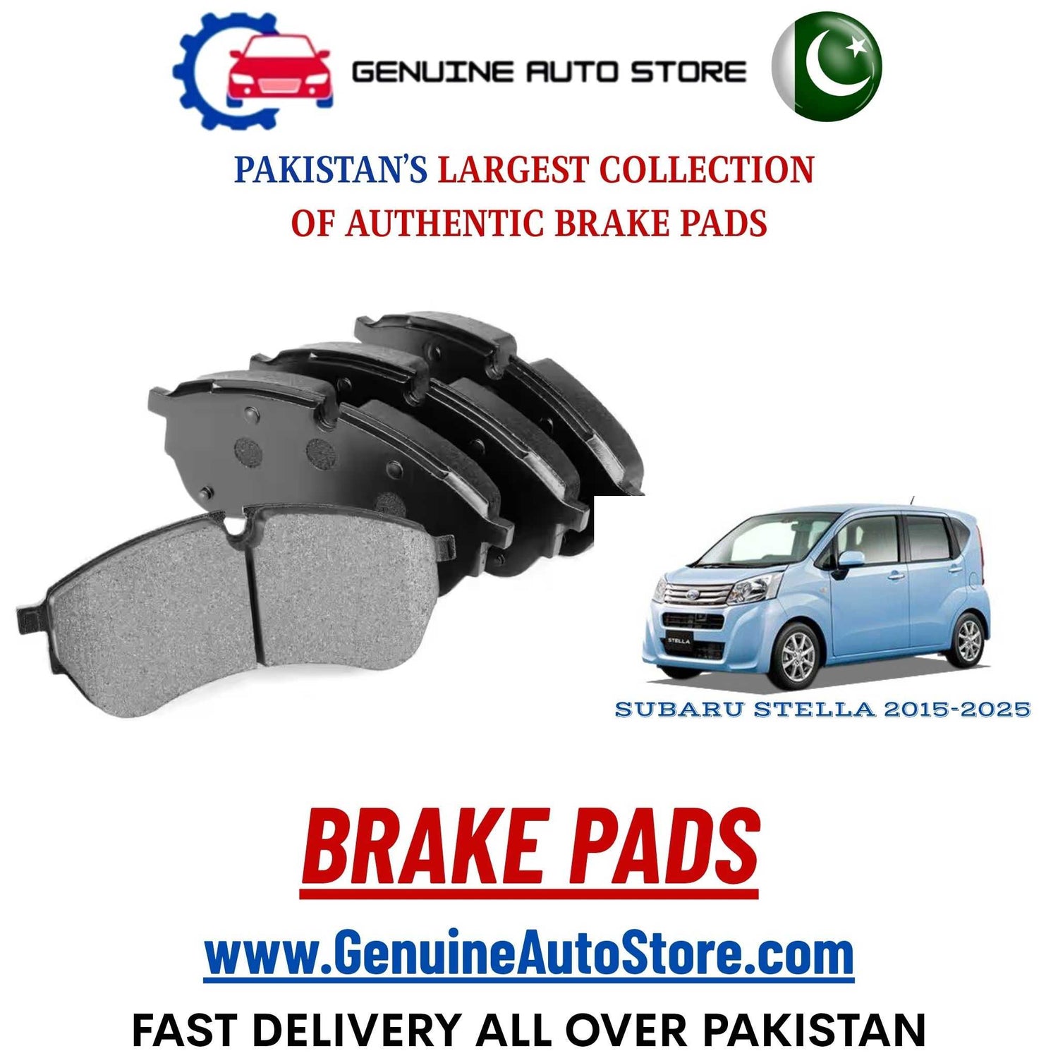 Genuine SUBARU STELLA 2015–2025 Brake Pads in Pakistan – Genuine Auto Store