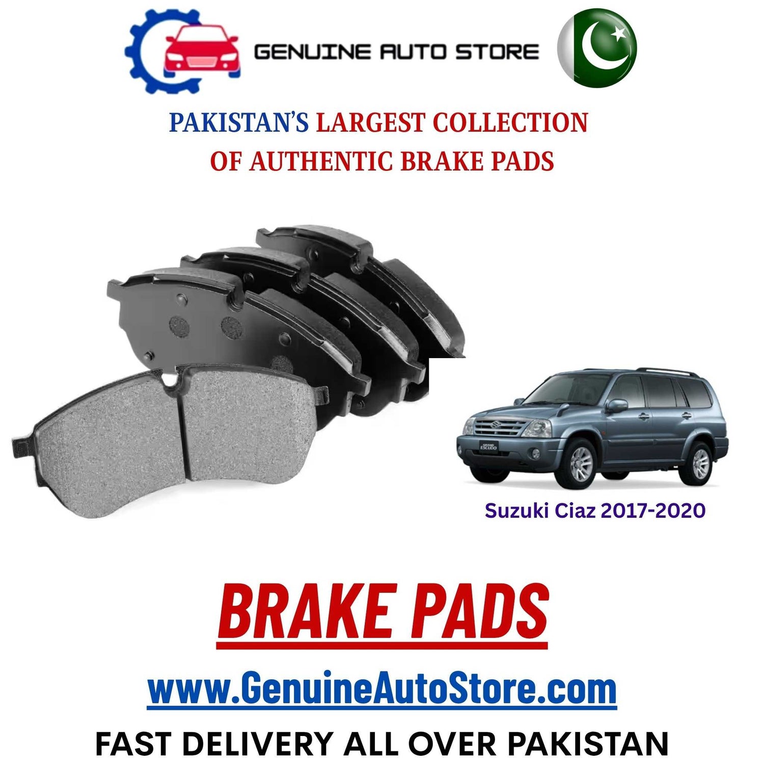 Genuine SUZUKI CIAZ 2017–2020 Brake Pads in Pakistan – Genuine Auto Store