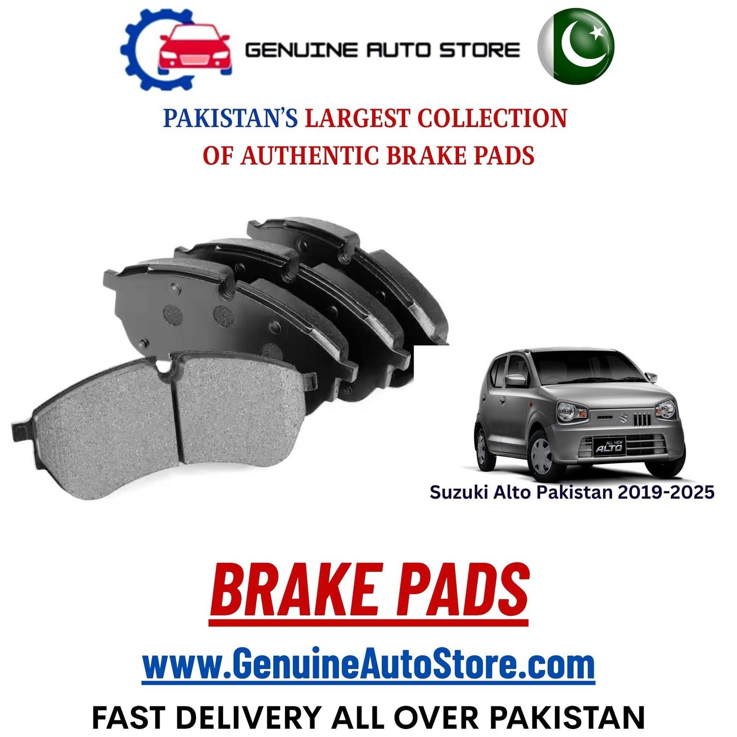 Genuine Suzuki Alto Pakistan 2019–2025 Brake Pads in Pakistan – Genuine Auto Store