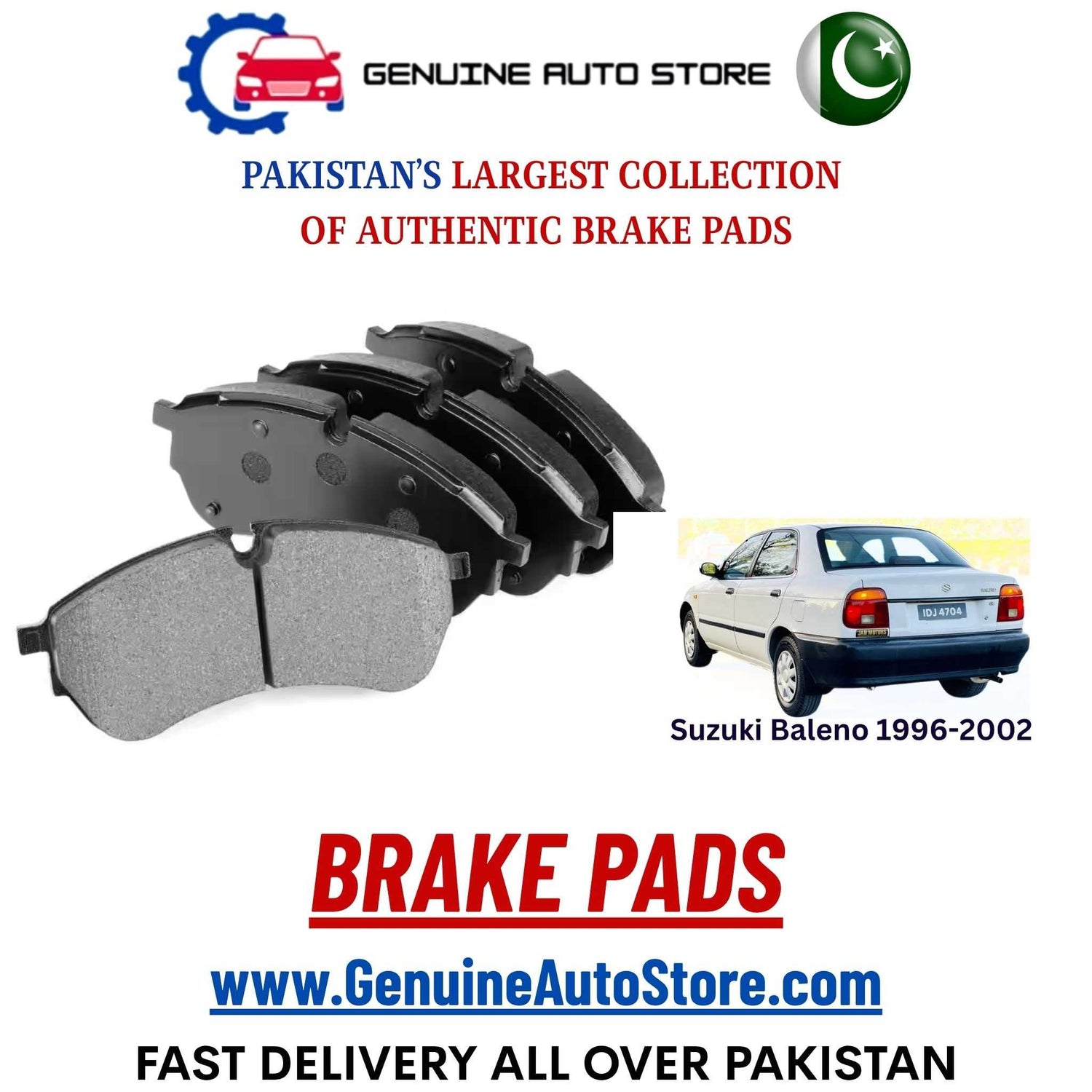 Genuine Suzuki Baleno 1996–2002 Brake Pads in Pakistan – Genuine Auto Store