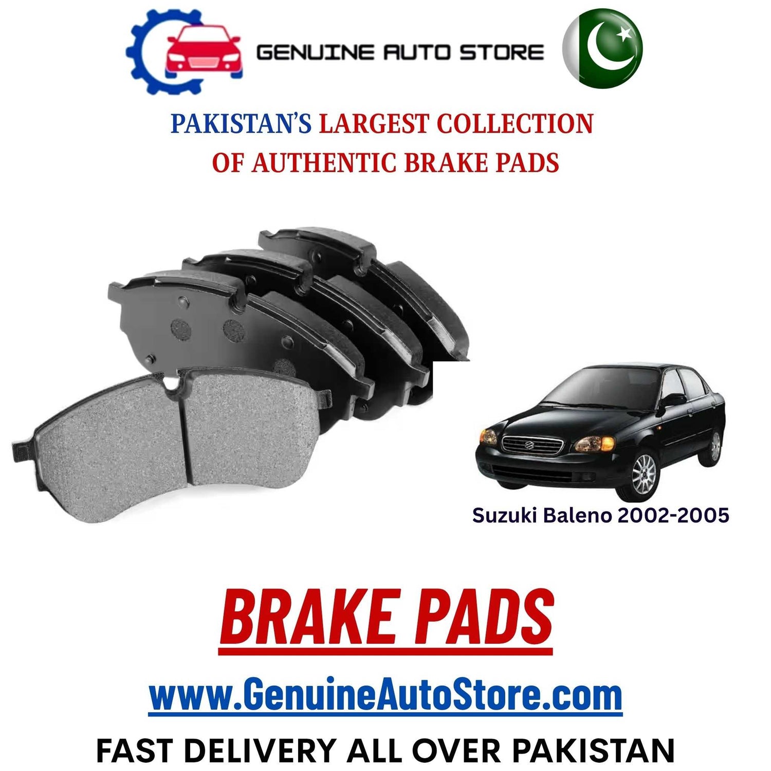 Genuine Suzuki Baleno 2002–2005 Brake Pads in Pakistan – Genuine Auto Store