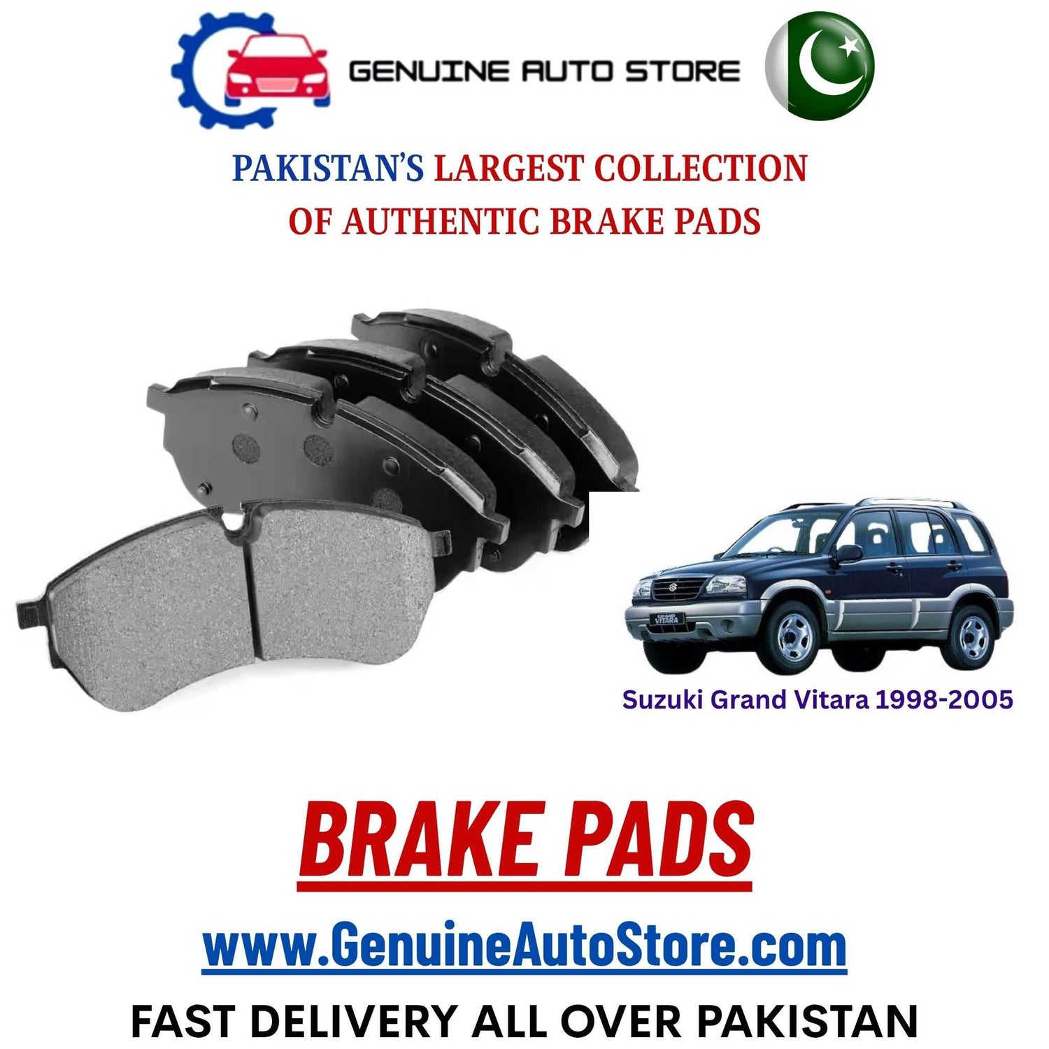 Genuine Suzuki Grand Vitara 1998–2005 Brake Pads in Pakistan – Genuine Auto Store