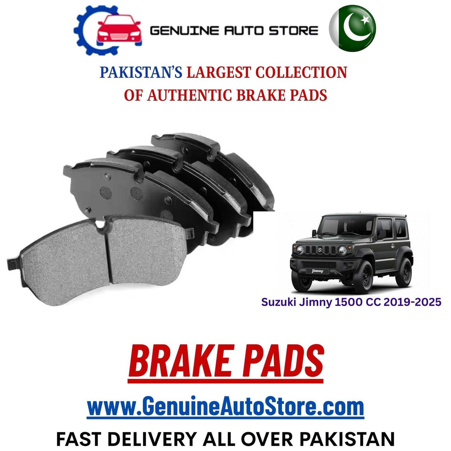 Genuine Suzuki Jimny 1500 CC 2019–2025 Brake Pads in Pakistan – Genuine Auto Store
