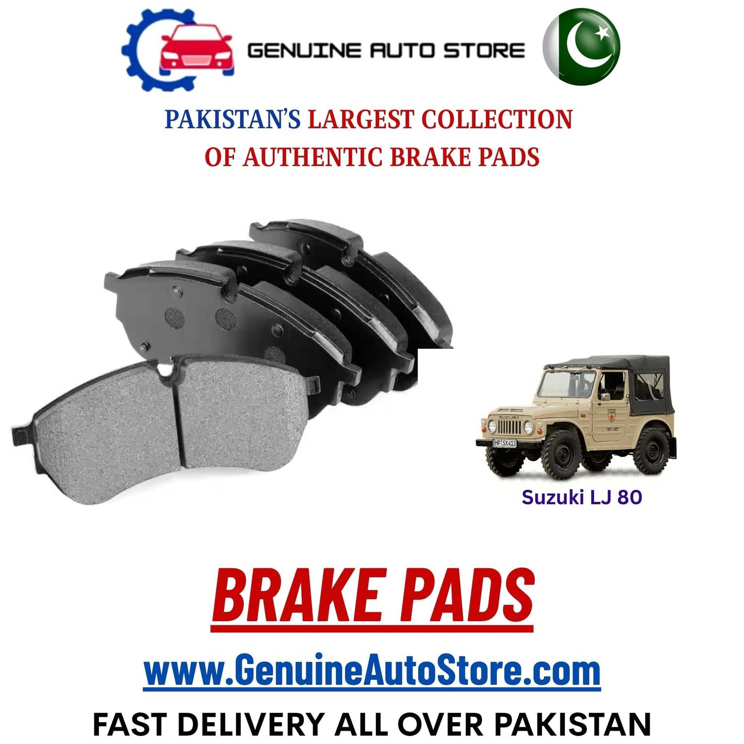 Genuine Suzuki LJ 80 Brake Pads in Pakistan – Genuine Auto Store