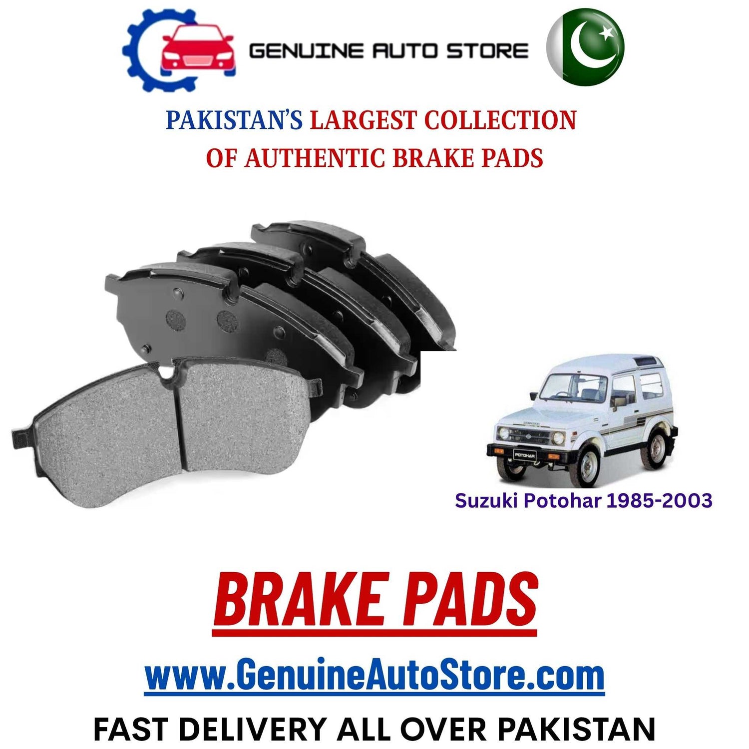 Genuine Suzuki Potohar 1985–2003 Brake Pads in Pakistan – Genuine Auto Store