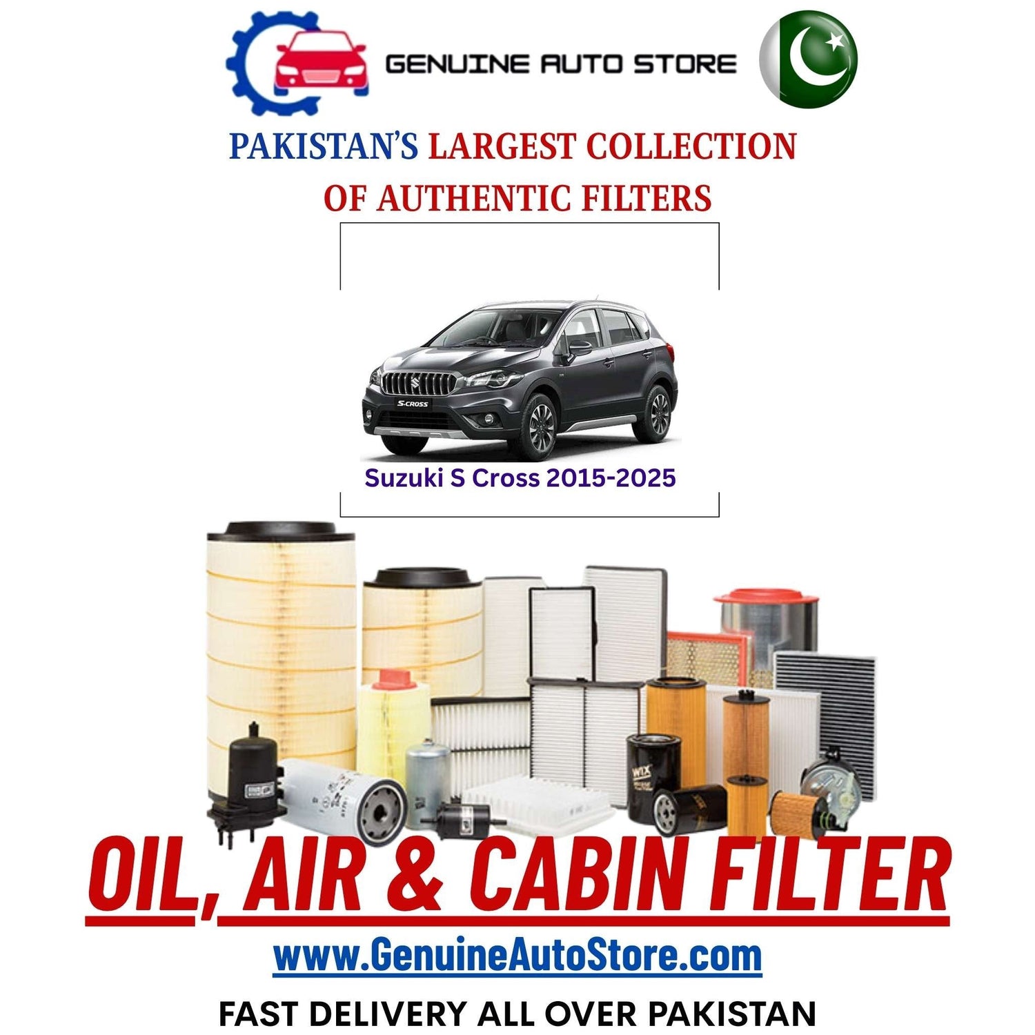 Genuine Suzuki S Cross 2015–2025 Filters in Pakistan – Genuine Auto Store