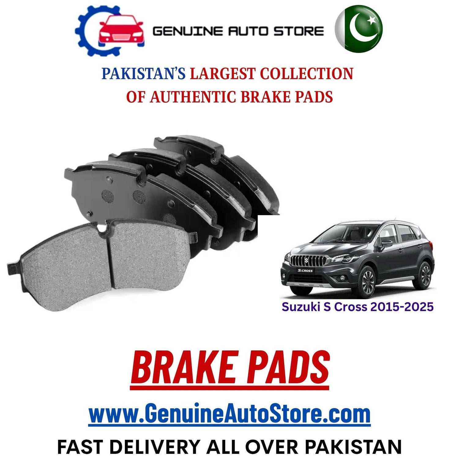 Genuine Suzuki S Cross 2015–2025 Brake Pads in Pakistan – Genuine Auto Store
