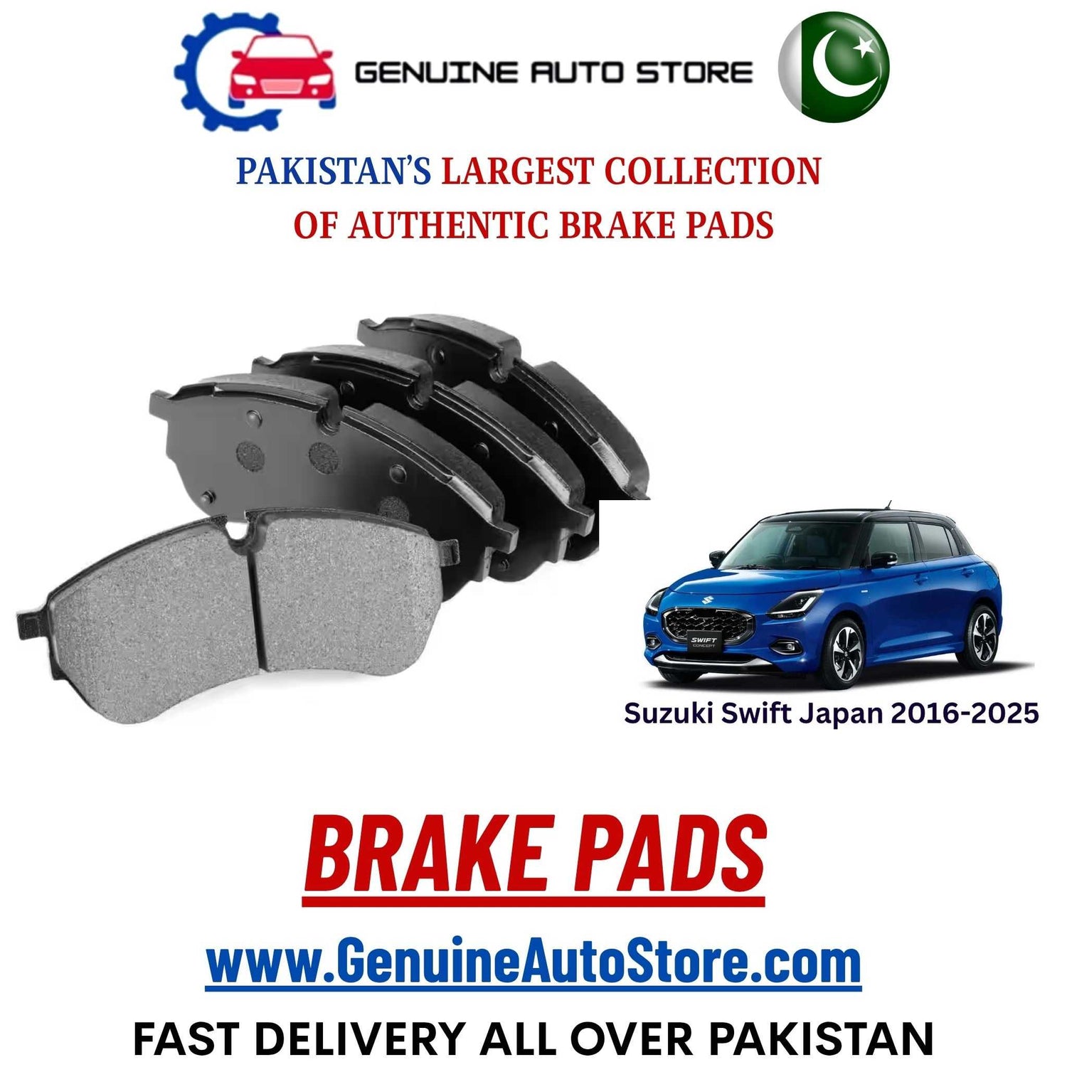 Genuine Suzuki Swift Japan 2016–2025 Brake Pads in Pakistan – Genuine Auto Store