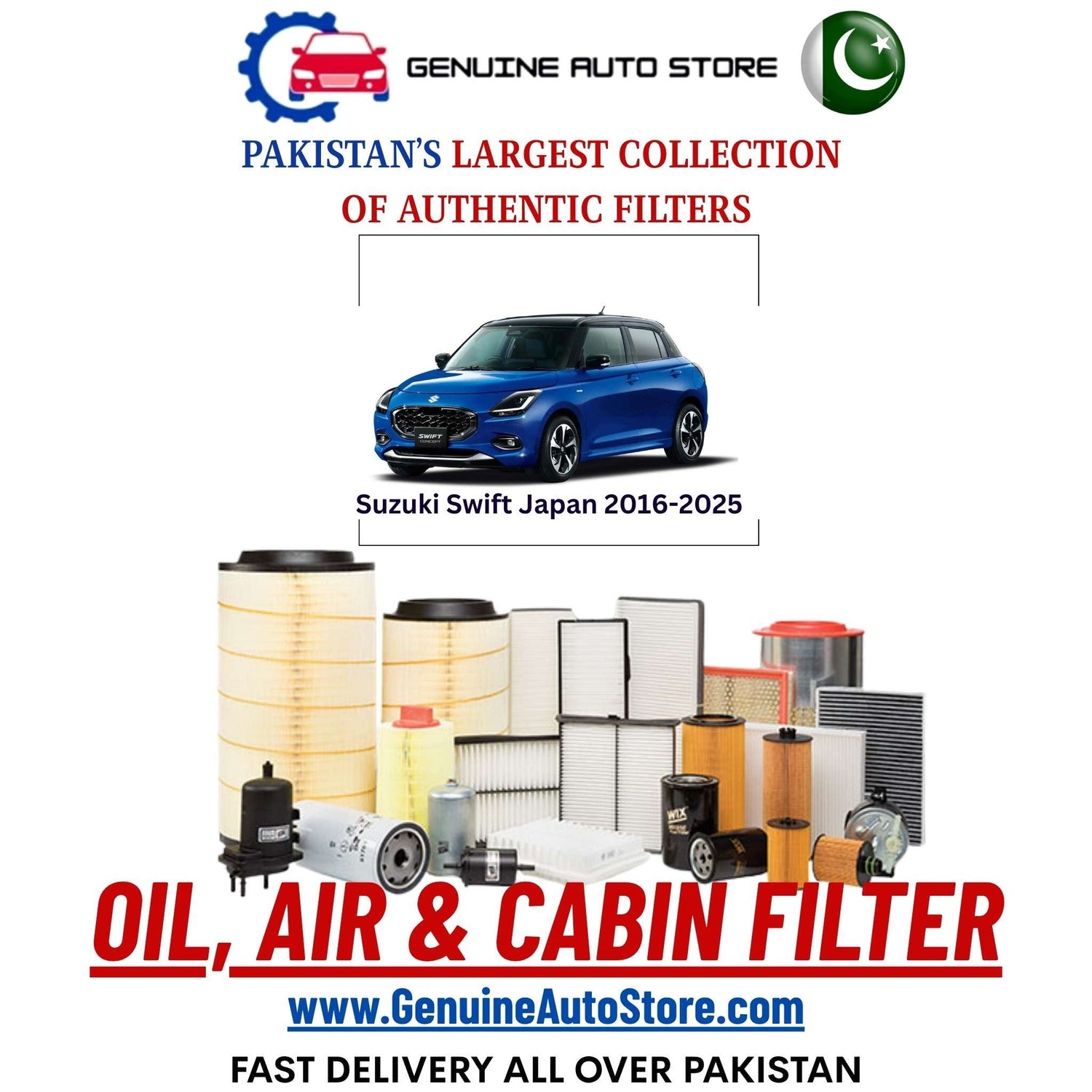 Genuine Suzuki Swift Japan 2016–2025 Filters in Pakistan – Genuine Auto Store