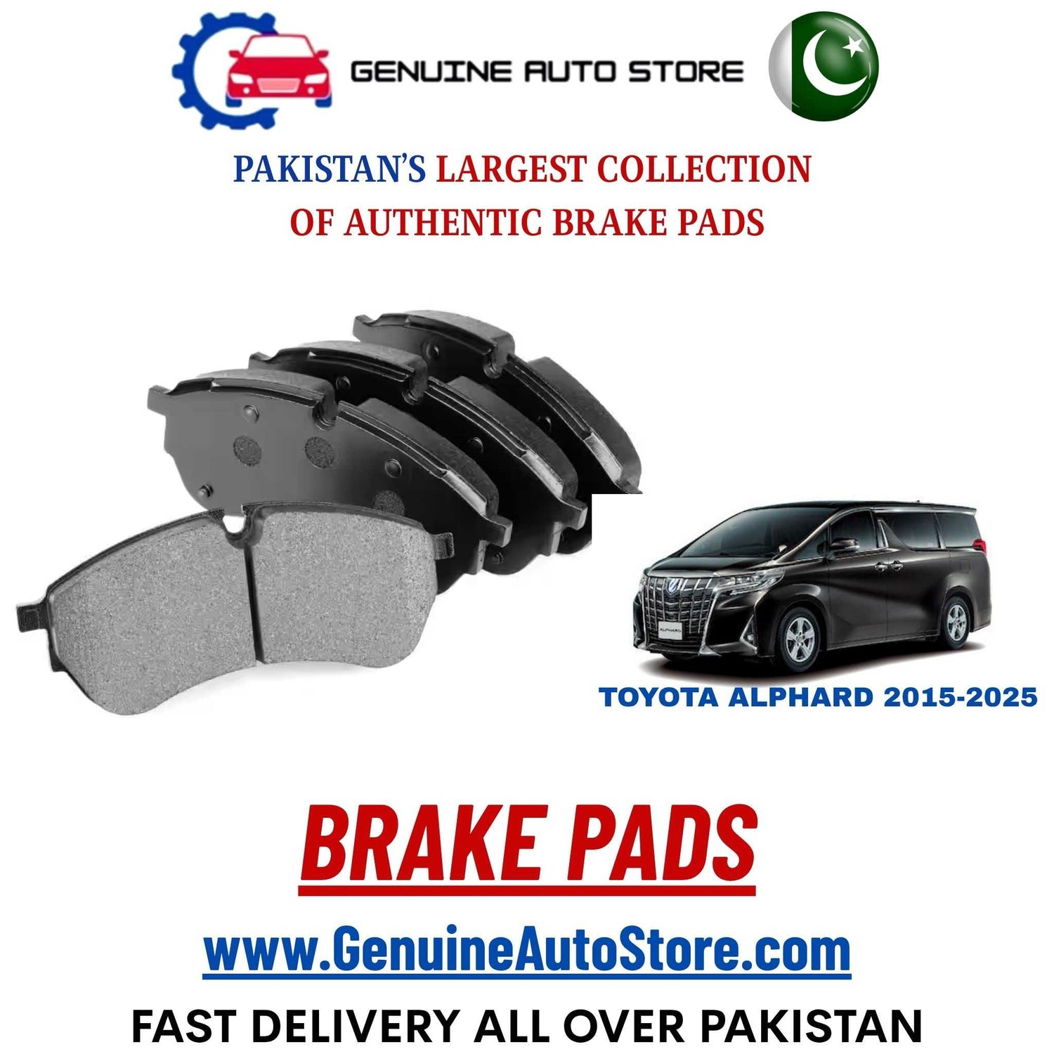Genuine TOYOTA ALPHARD 2015–2025 Brake Pads in Pakistan – Genuine Auto Store