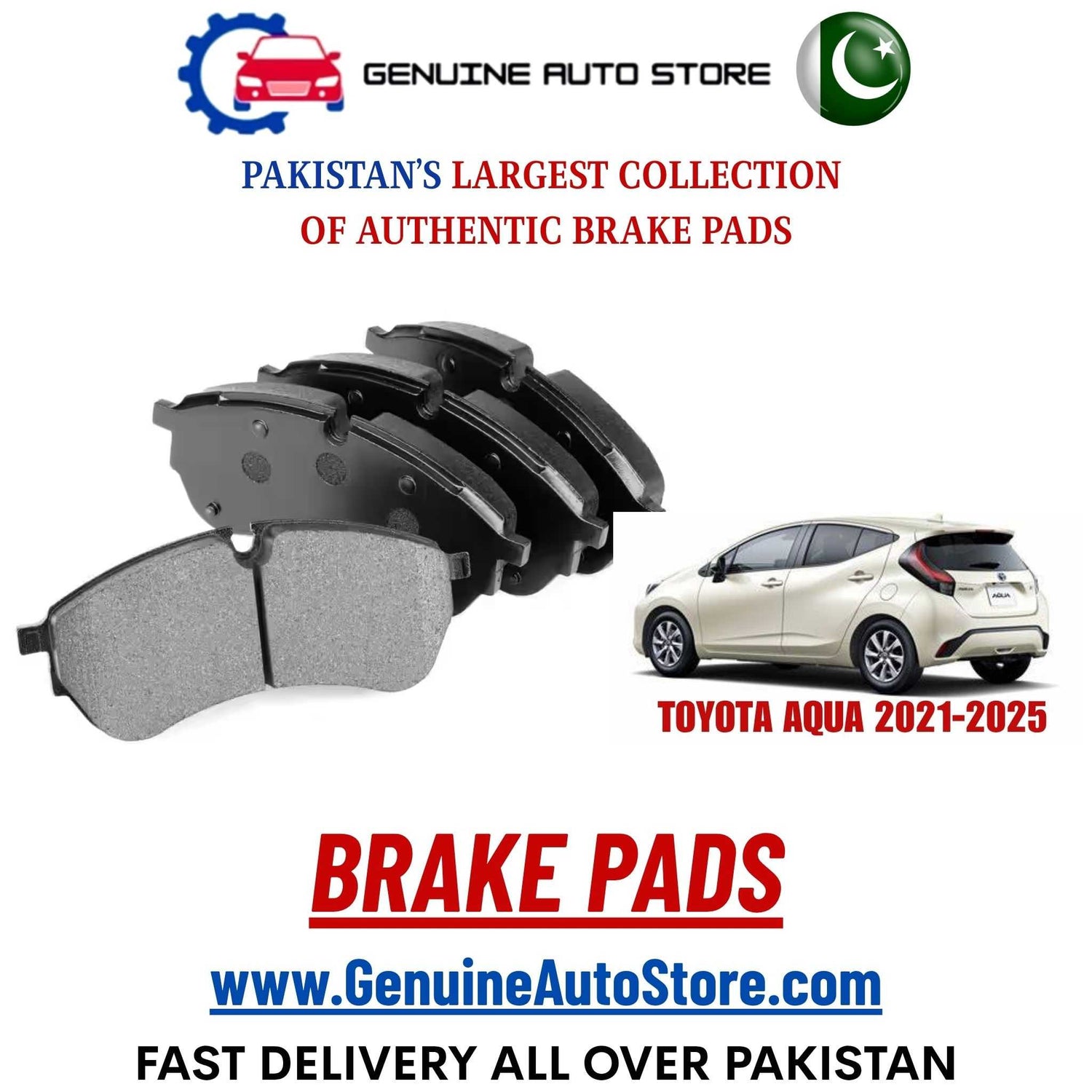 Genuine TOYOTA AQUA 2021–2025 Brake Pads in Pakistan – Genuine Auto Store