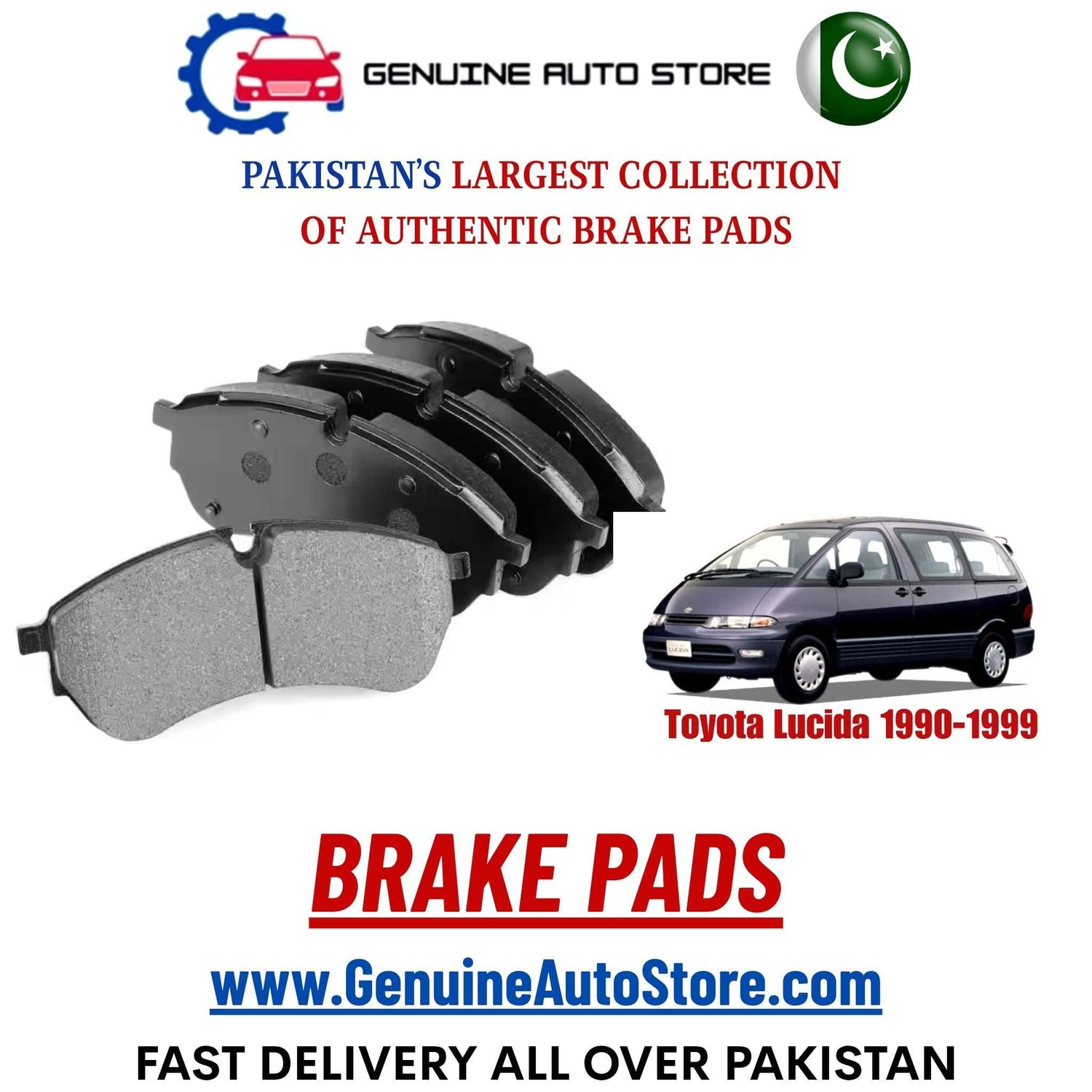 Genuine TOYOTA LUCIDA 1990–1999 Brake Pads in Pakistan – Genuine Auto Store