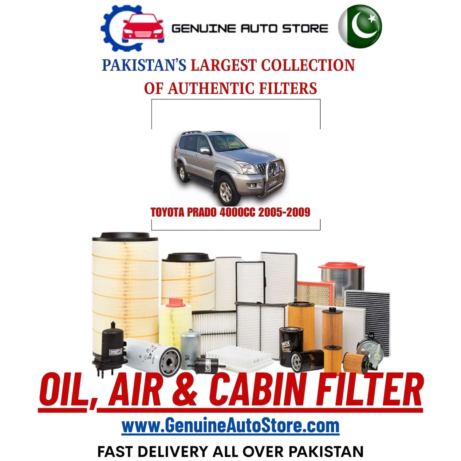 Genuine TOYOTA PRADO 4000CC 2005–2009 Filters in Pakistan – Genuine Auto Store
