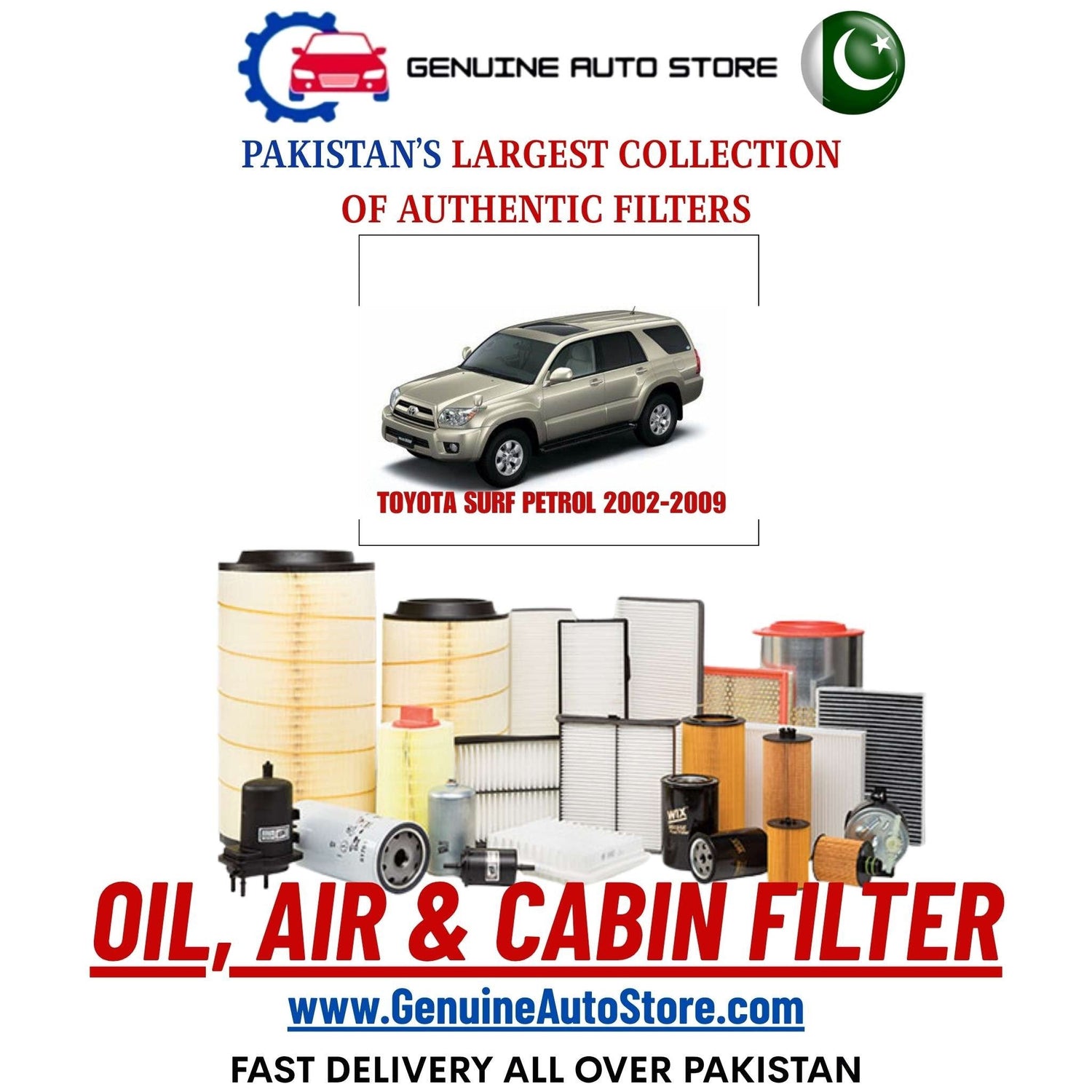 Genuine TOYOTA SURF PETROL 2002–2009 Filters in Pakistan – Genuine Auto Store