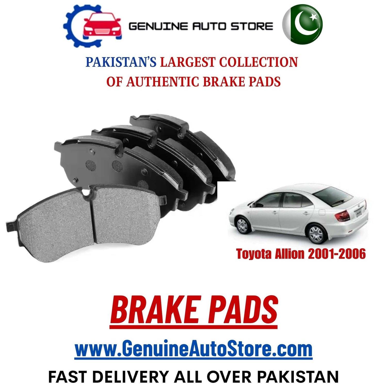Genuine Toyota Allion 2001–2006 Brake Pads in Pakistan – Genuine Auto Store
