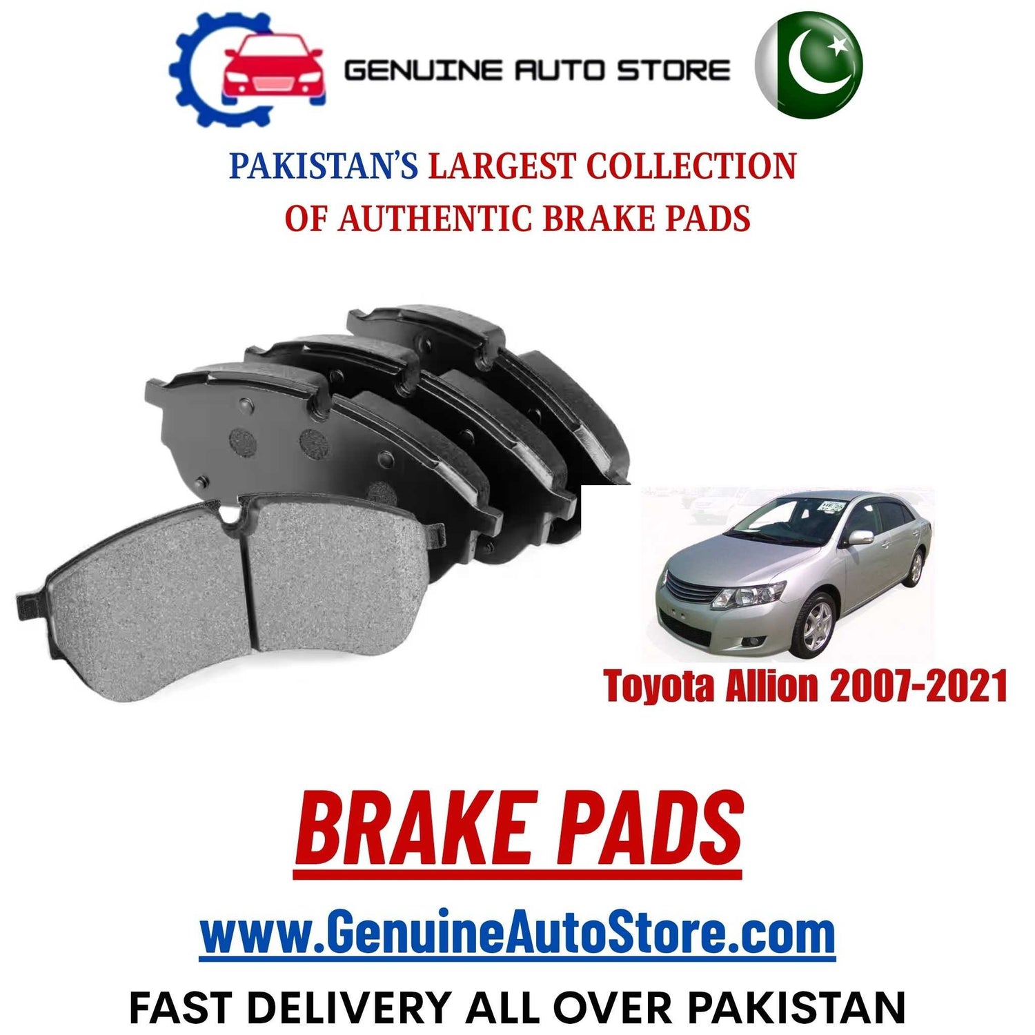 Genuine Toyota Allion 2007–2021 Brake Pads in Pakistan – Genuine Auto Store